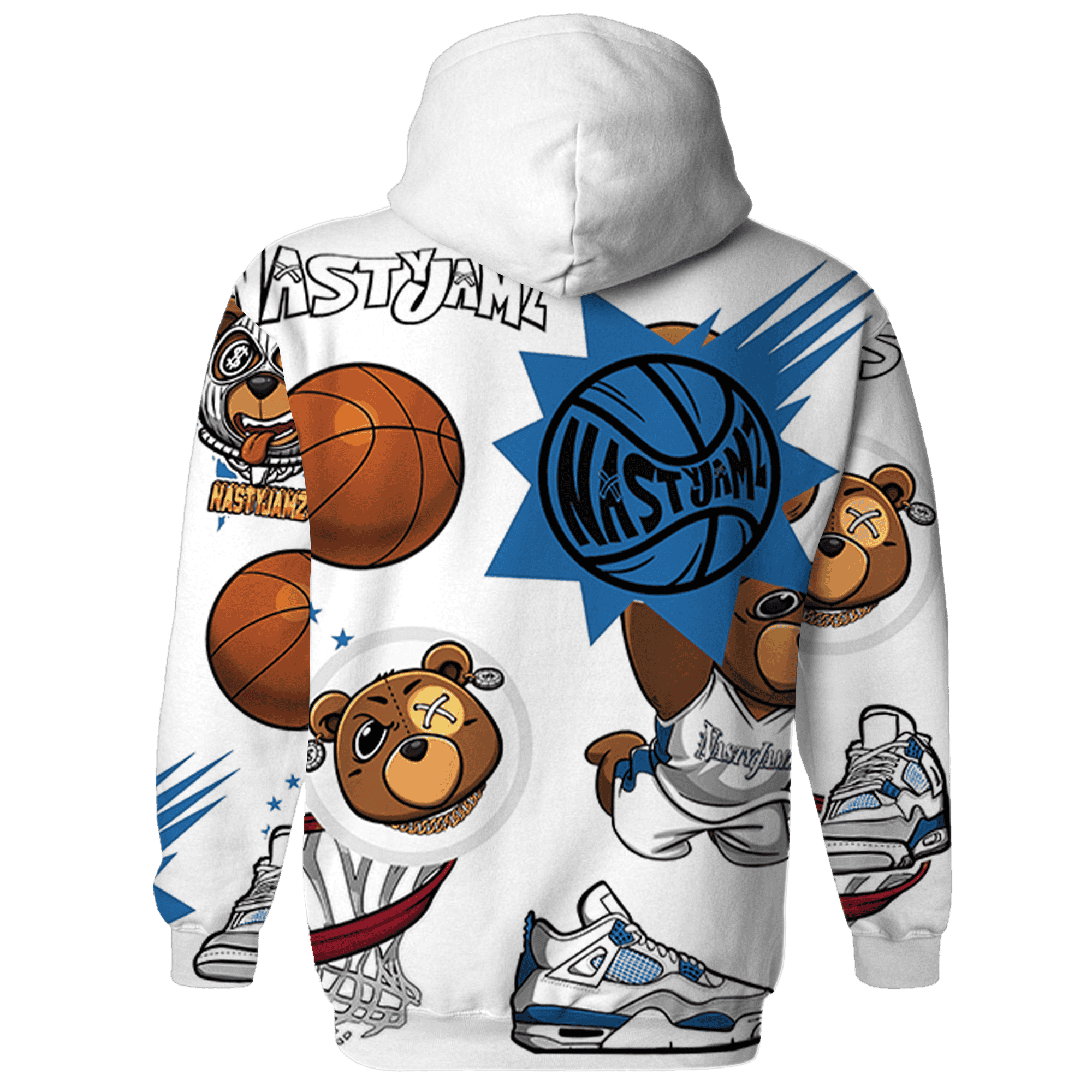 Industrial Blue 4s Hoodie Match BER Icon Wallpapers 3D All-Over Print - NastyJamz
