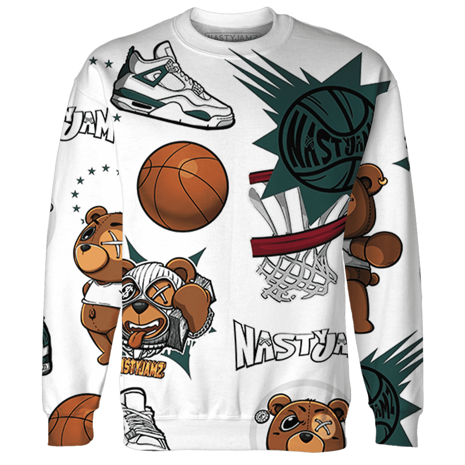 Oxidized Green 4s Sweatshirt Match BER Icon Wallpapers 3D All-Over Print - NastyJamz