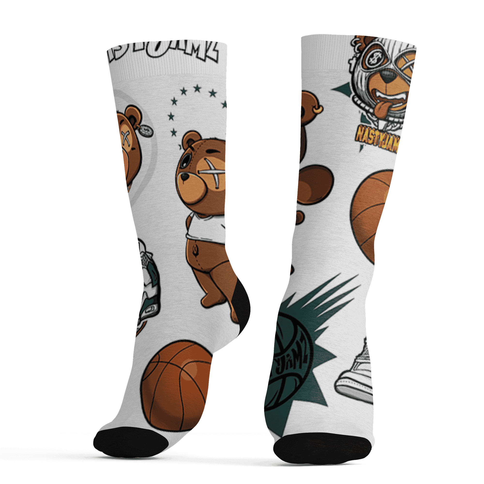 Oxidized Green 4s Socks Match BER Icon Wallpapers 3D All-Over Print - NastyJamz