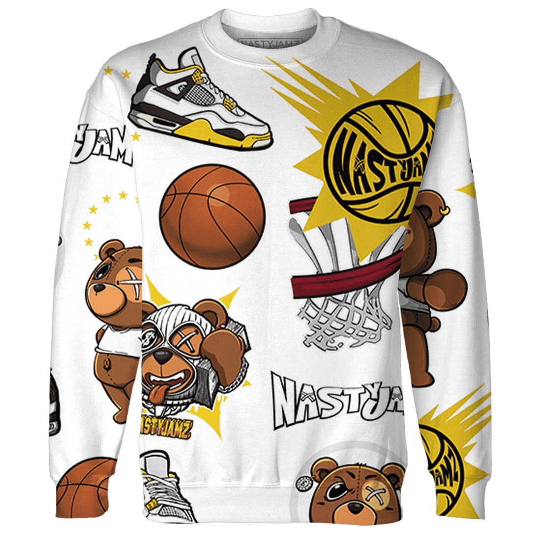 Vivid Sulfur 4s Sweatshirt Match BER Icon Wallpapers 3D All-Over Print - NastyJamz