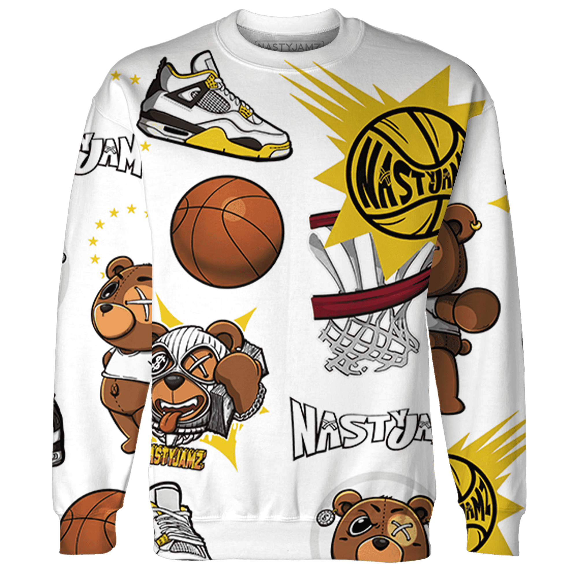 Vivid Sulfur 4s Sweatshirt Match BER Icon Wallpapers 3D All-Over Print - NastyJamz