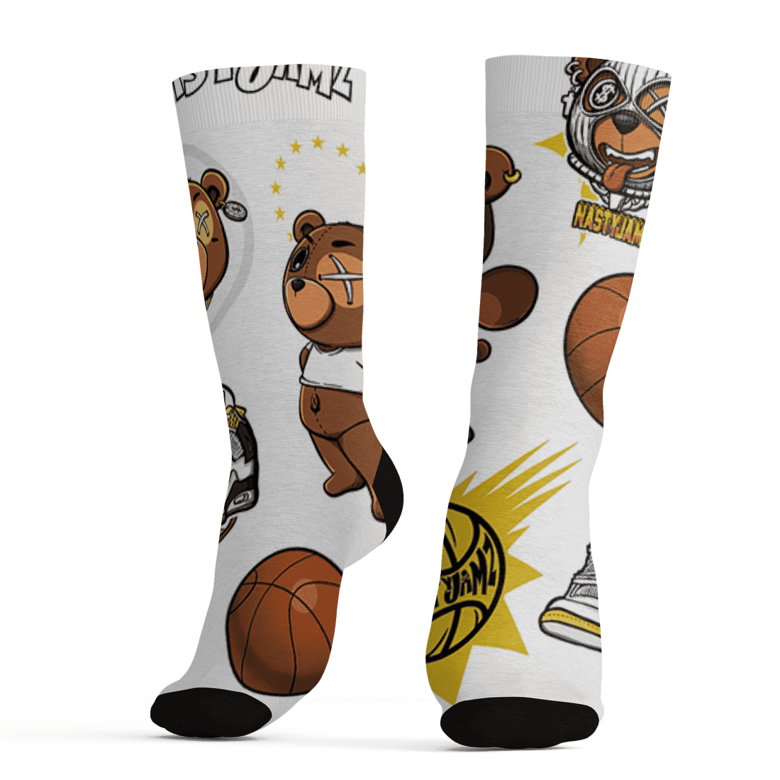 Vivid Sulfur 4s Socks Match BER Icon Wallpapers 3D All-Over Print - NastyJamz