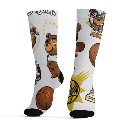 Vivid Sulfur 4s Socks Match BER Icon Wallpapers 3D All-Over Print - NastyJamz