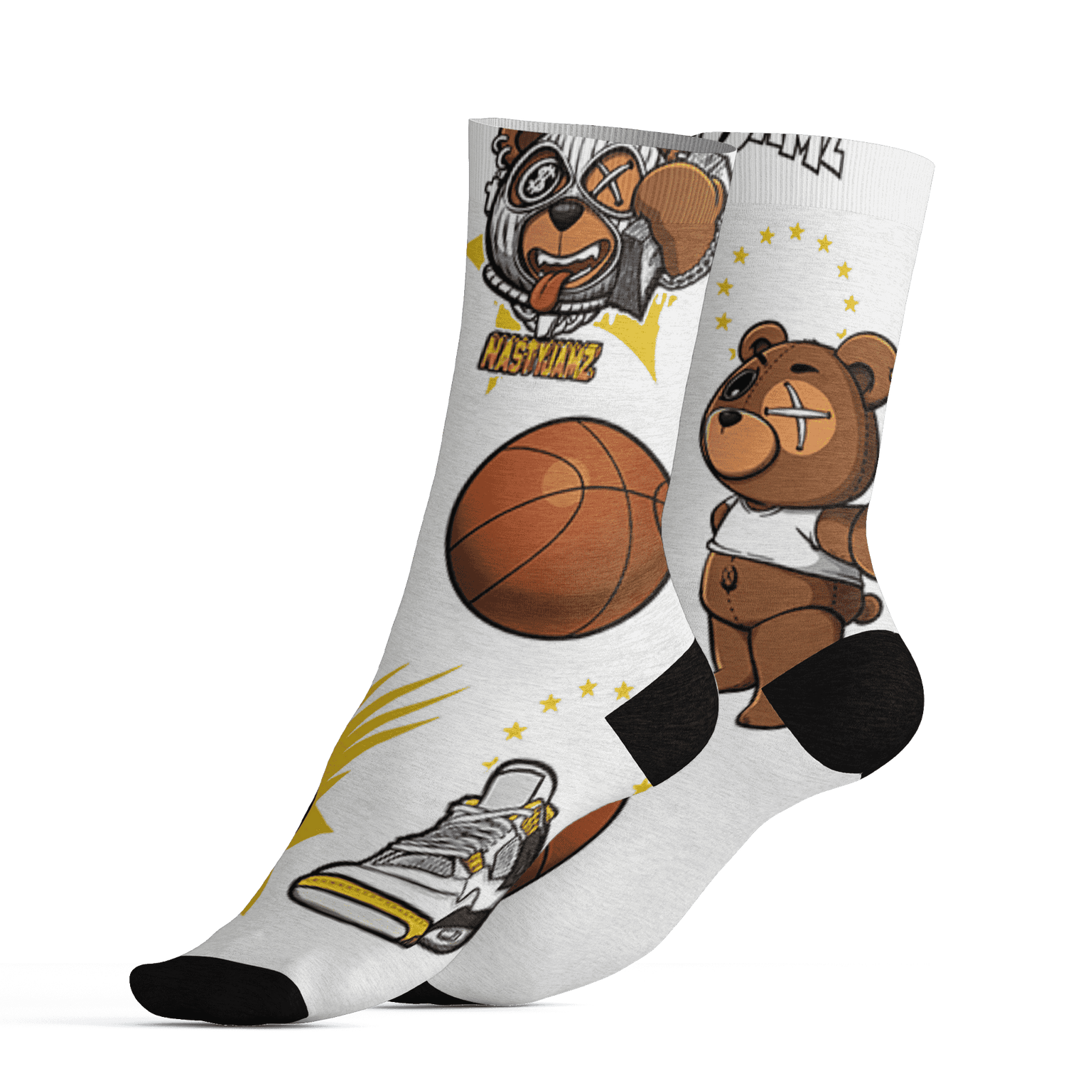 Vivid Sulfur 4s Socks Match BER Icon Wallpapers 3D All-Over Print - NastyJamz