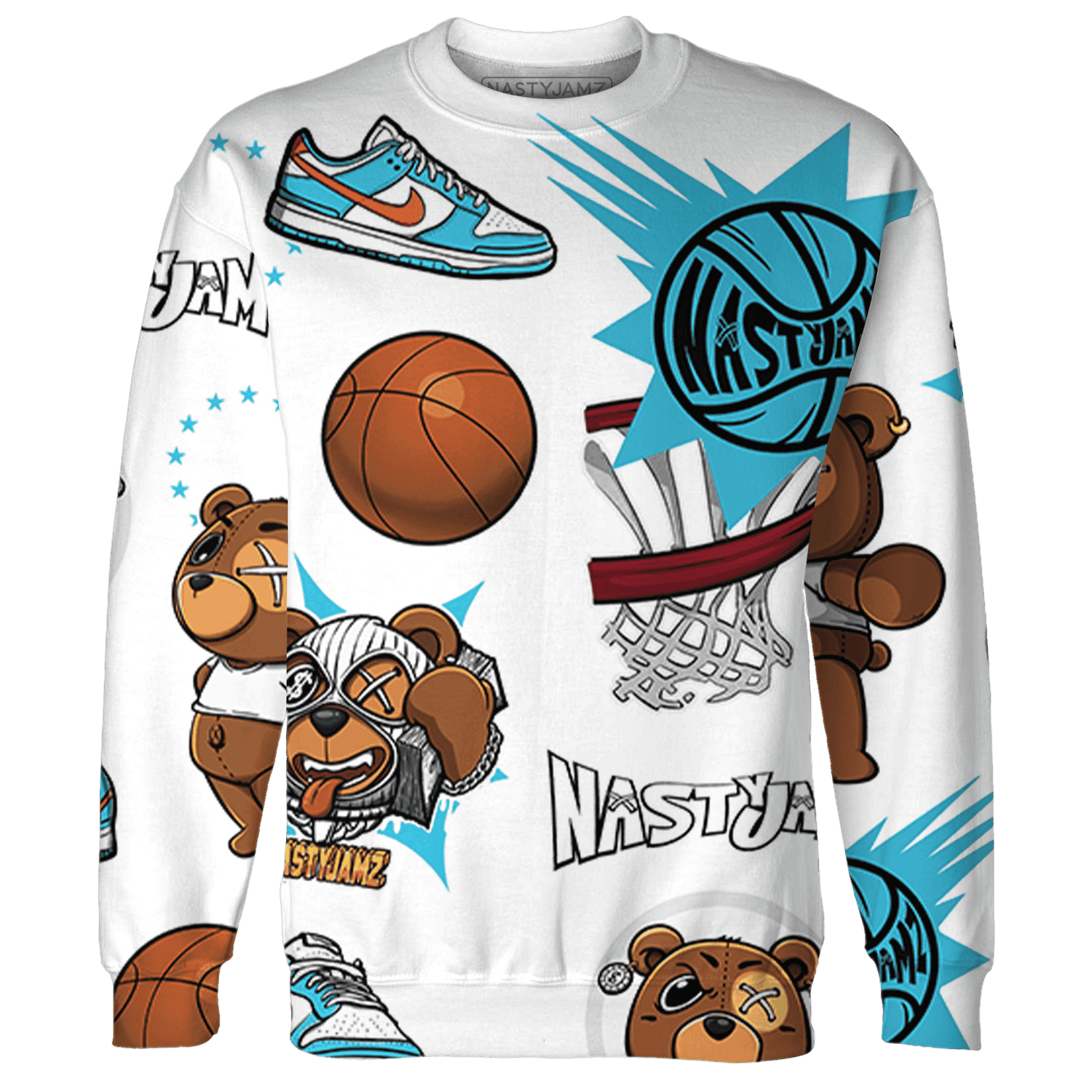 Dunk Low Dolphins Sweatshirt Match BER Icon Wallpapers 3D All-Over Print - NastyJamz