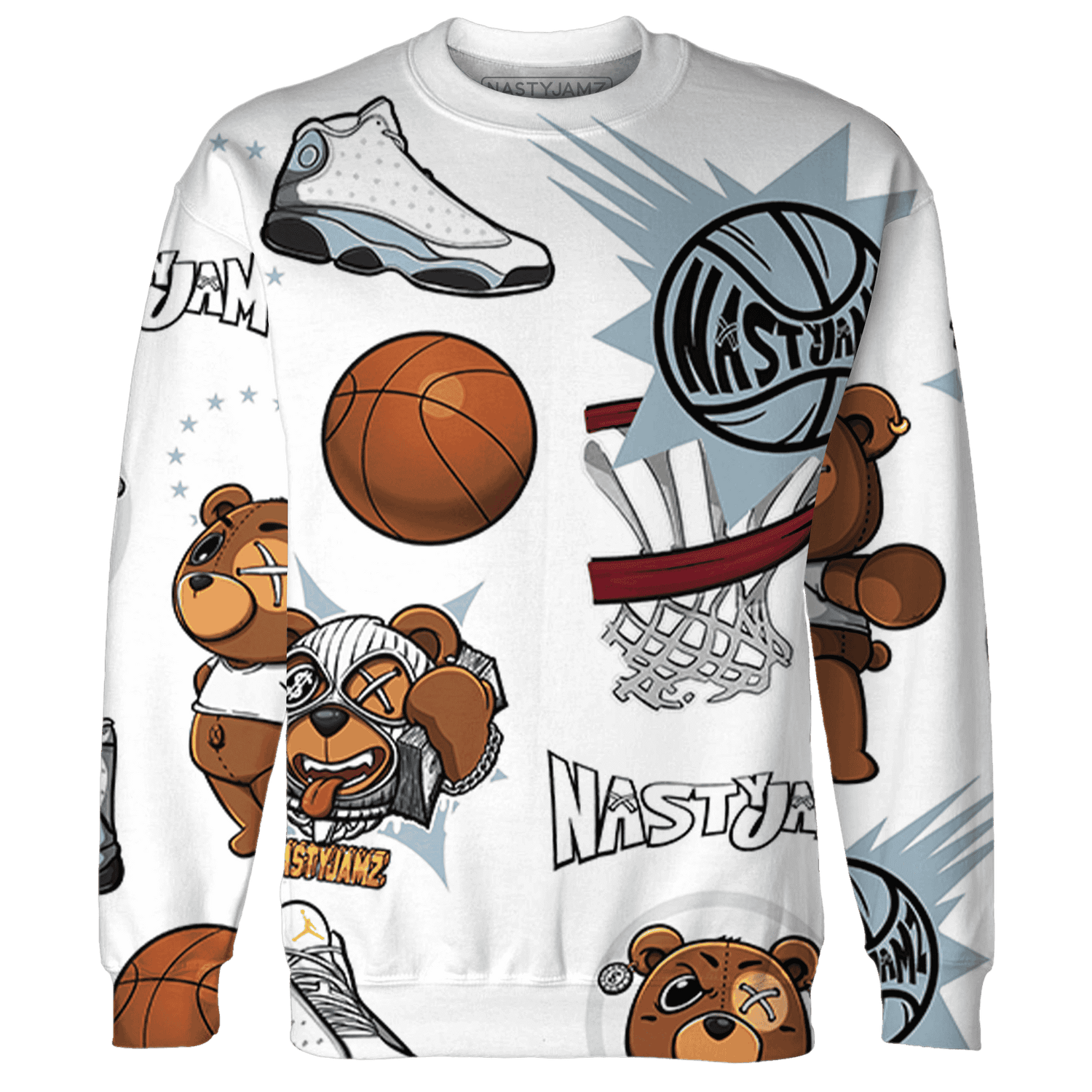 Blue Grey 13s Sweatshirt Match BER Icon Wallpapers 3D All-Over Print - NastyJamz
