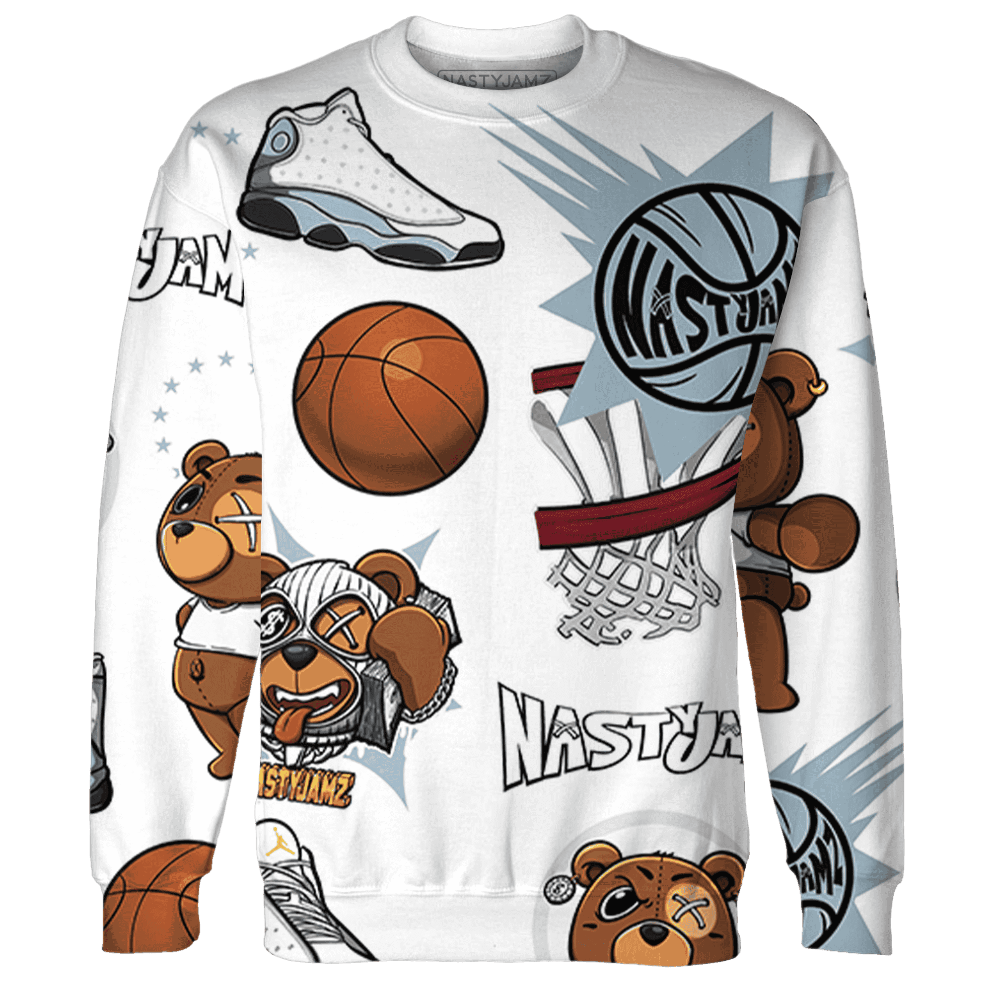 Blue Grey 13s Sweatshirt Match BER Icon Wallpapers 3D All-Over Print - NastyJamz