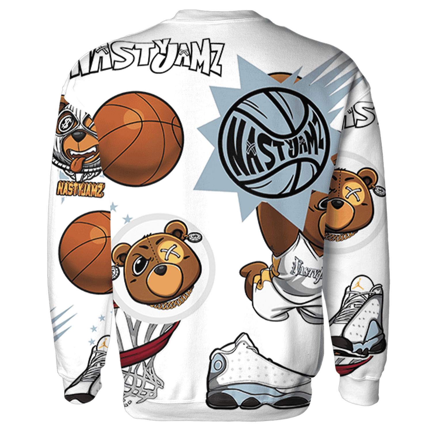 Blue Grey 13s Sweatshirt Match BER Icon Wallpapers 3D All-Over Print - NastyJamz