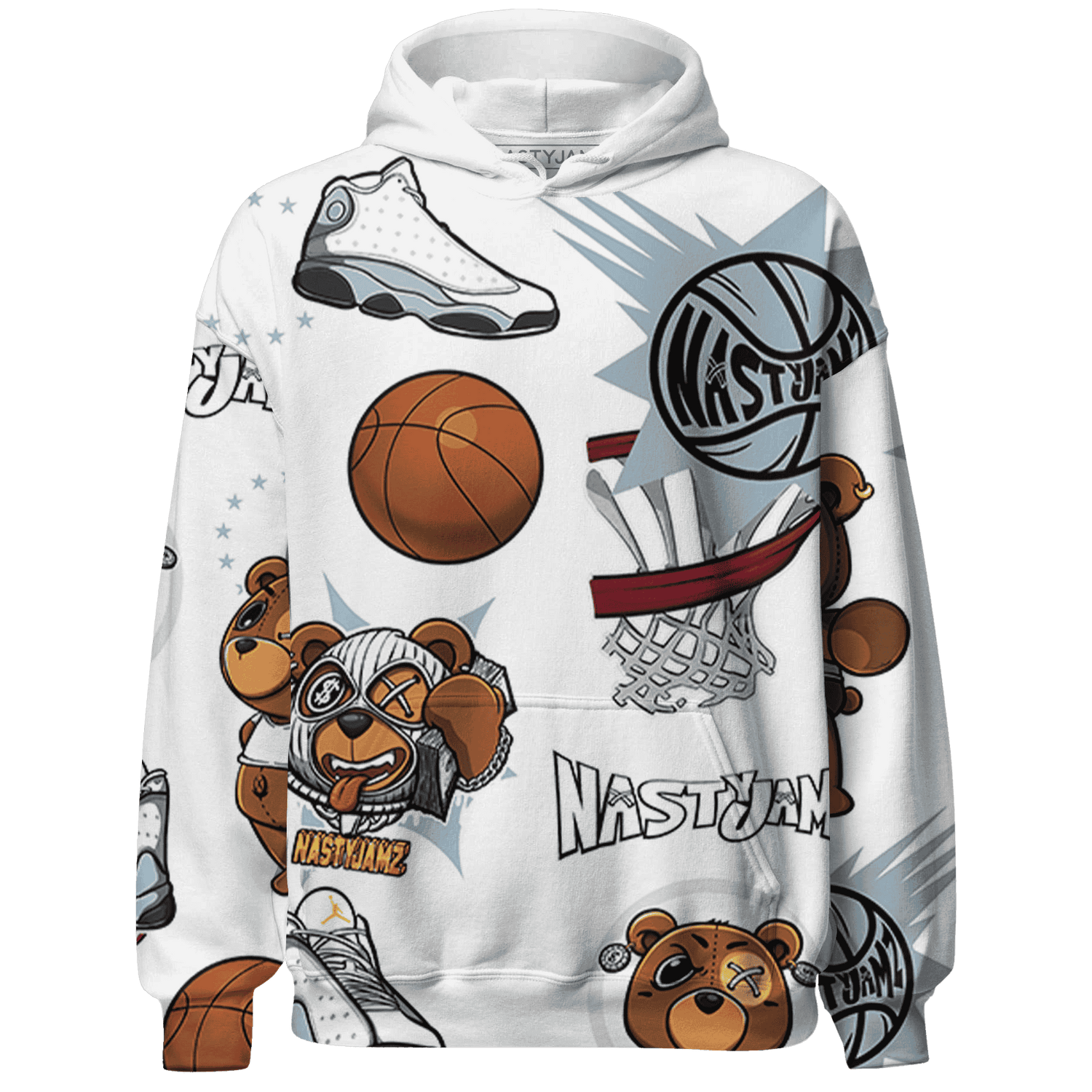 Blue Grey 13s Hoodie Match BER Icon Wallpapers 3D All-Over Print - NastyJamz