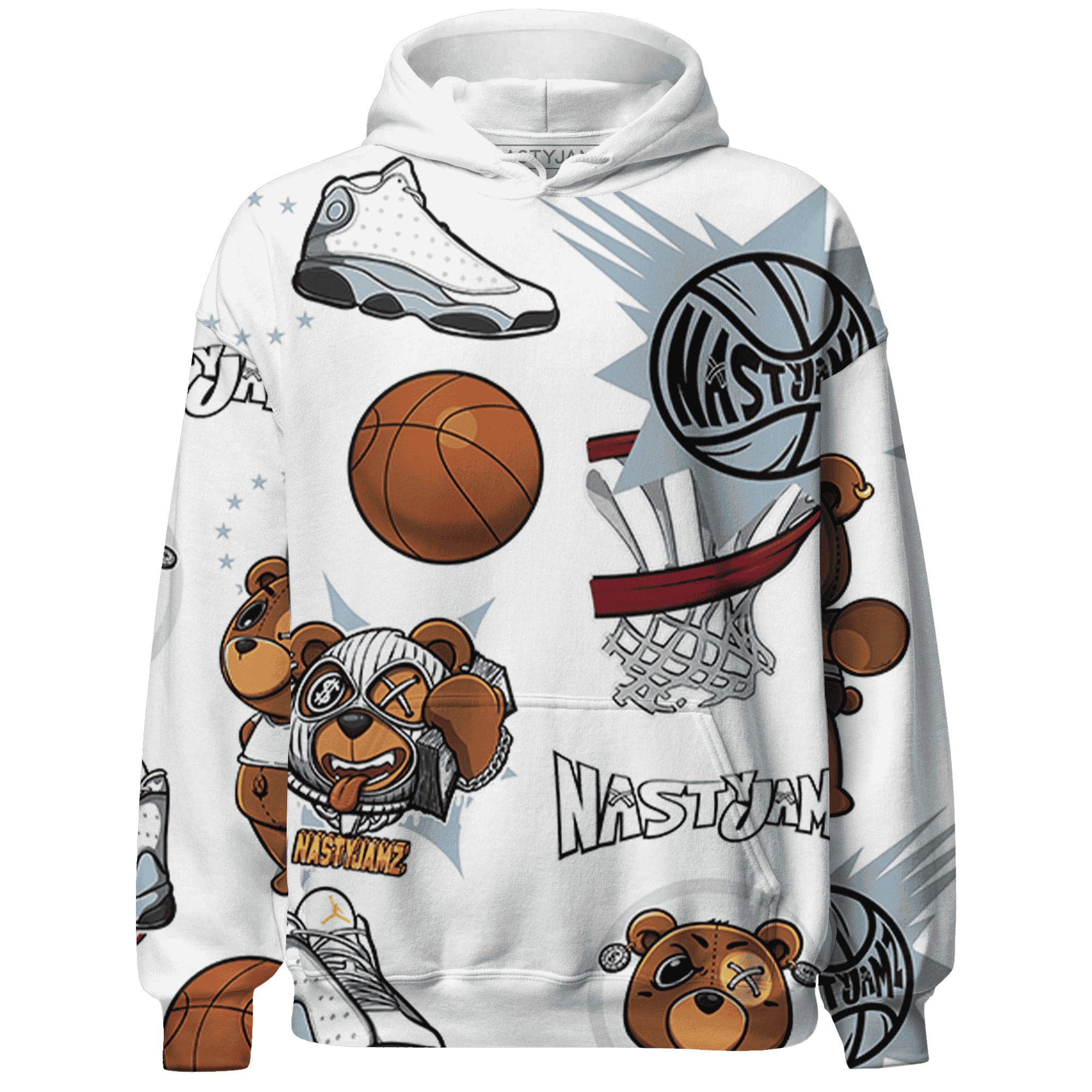 Blue Grey 13s Hoodie Match BER Icon Wallpapers 3D All-Over Print - NastyJamz