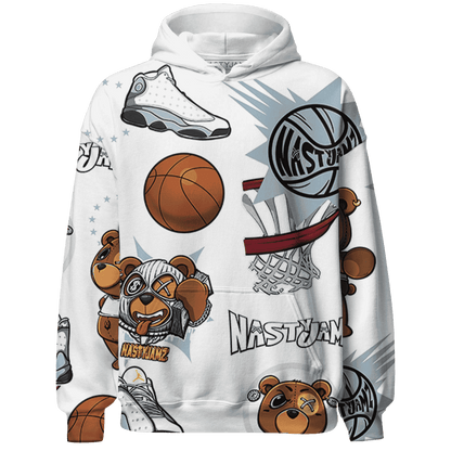 Blue Grey 13s Hoodie Match BER Icon Wallpapers 3D All-Over Print - NastyJamz