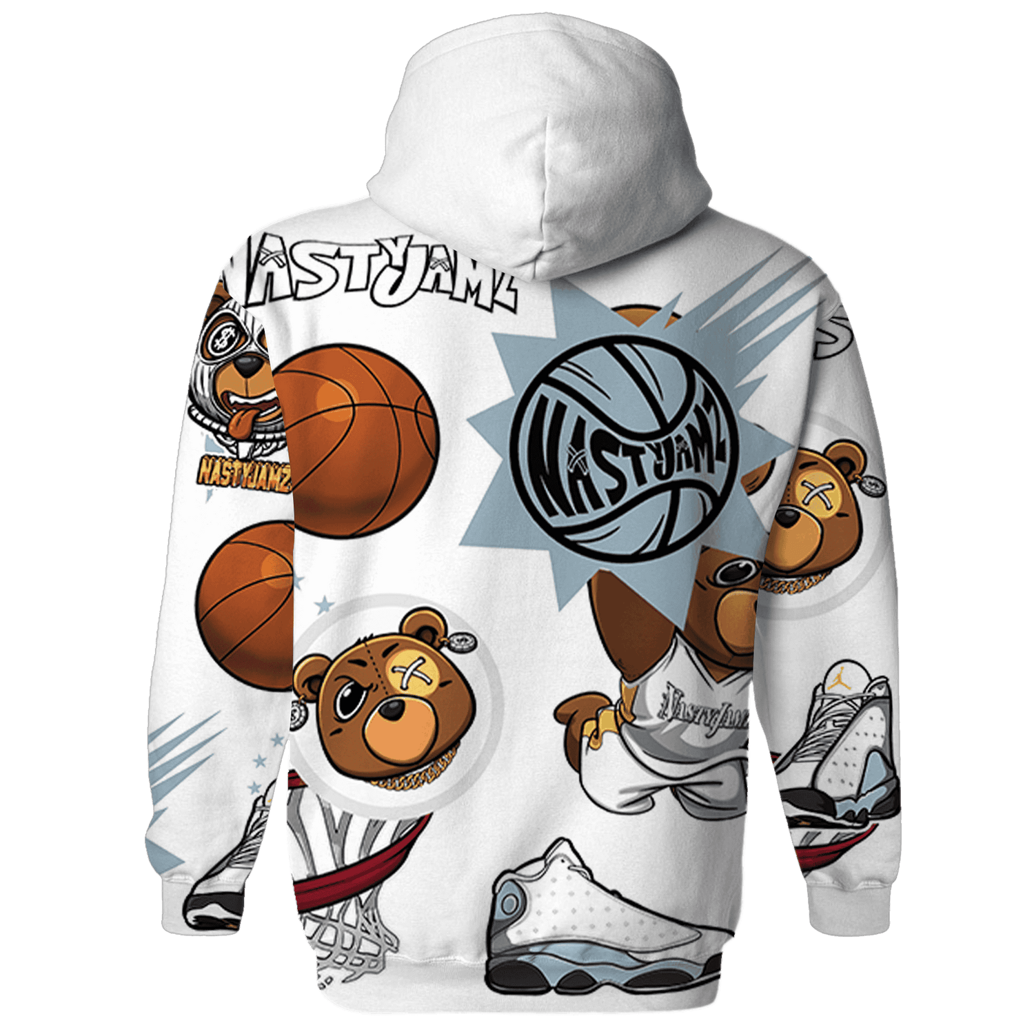 Blue Grey 13s Hoodie Match BER Icon Wallpapers 3D All-Over Print - NastyJamz