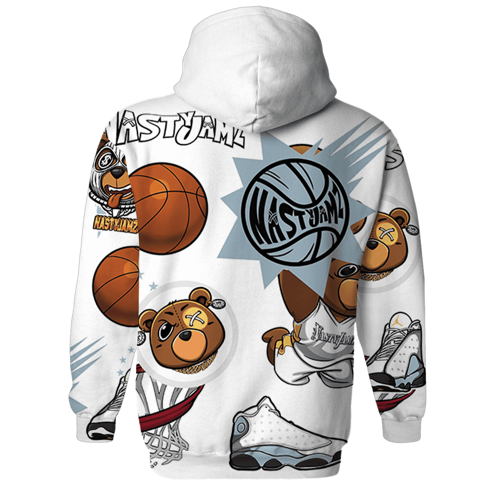 Blue Grey 13s Hoodie Match BER Icon Wallpapers 3D All-Over Print - NastyJamz