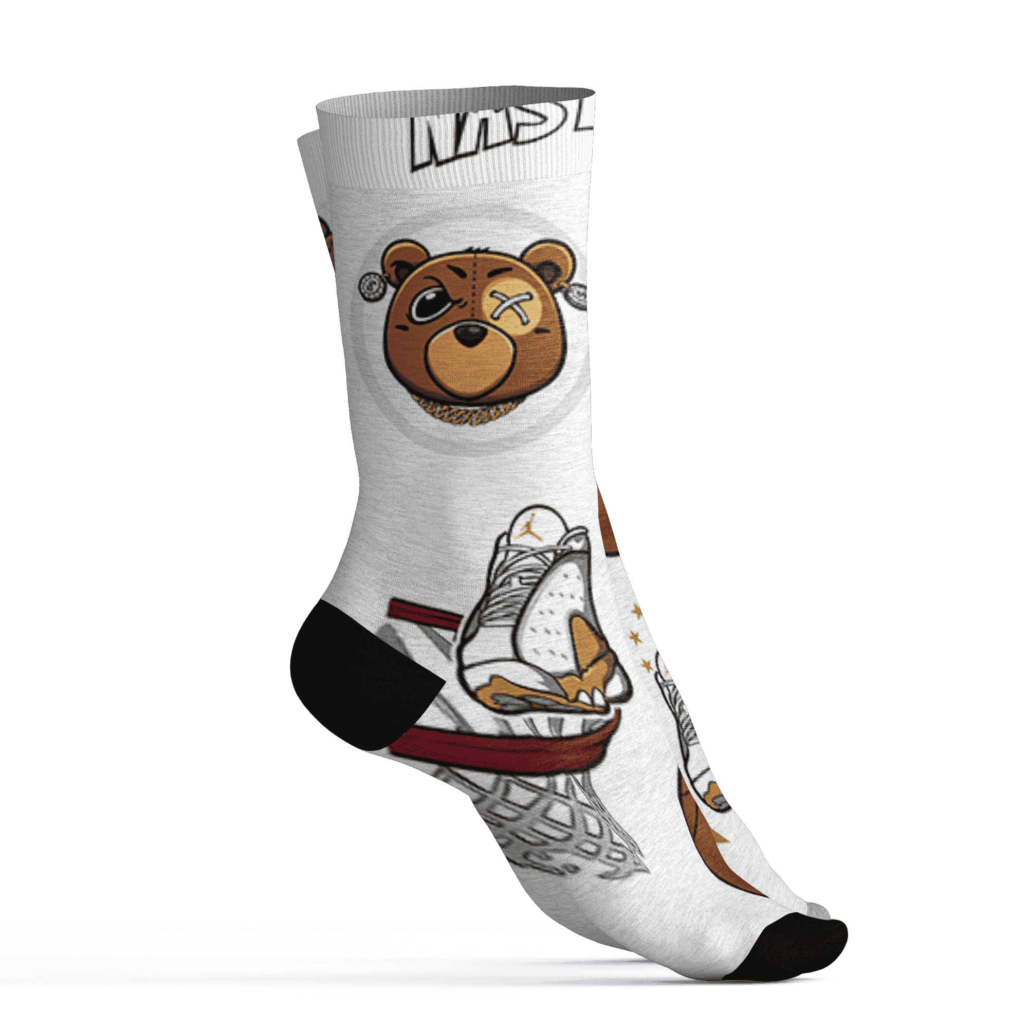 Wheat 13s Socks Match BER Icon Wallpapers 3D All-Over Print - NastyJamz