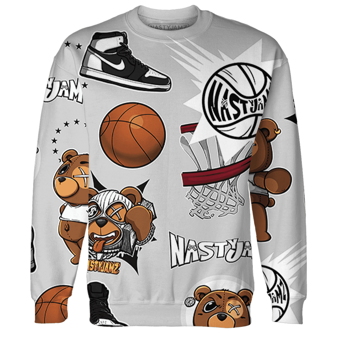 Retro High OG Black White 1s Sweatshirt Match BER Icon Wallpapers 3D All-Over Print - NastyJamz