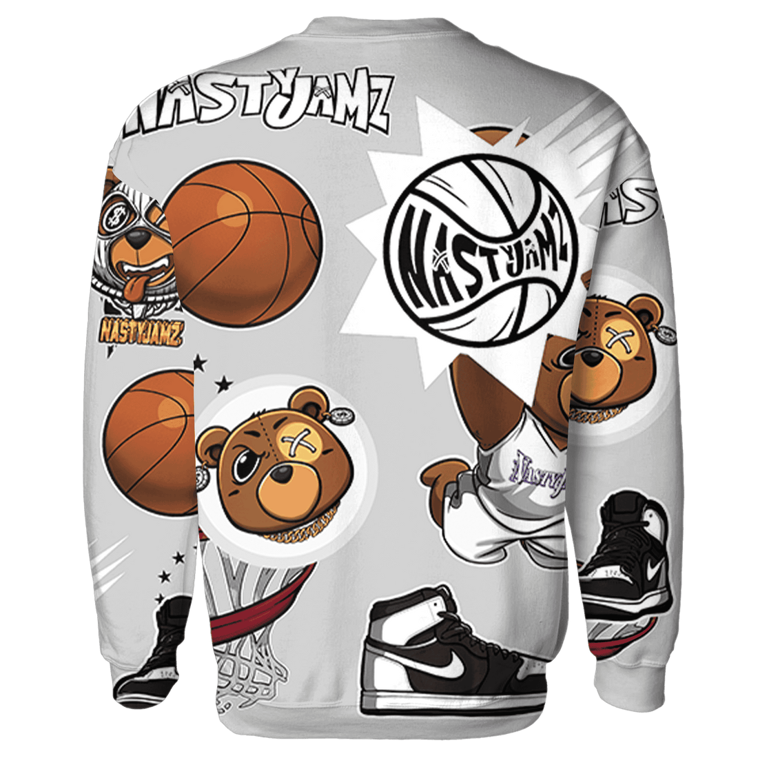 Retro High OG Black White 1s Sweatshirt Match BER Icon Wallpapers 3D All-Over Print - NastyJamz