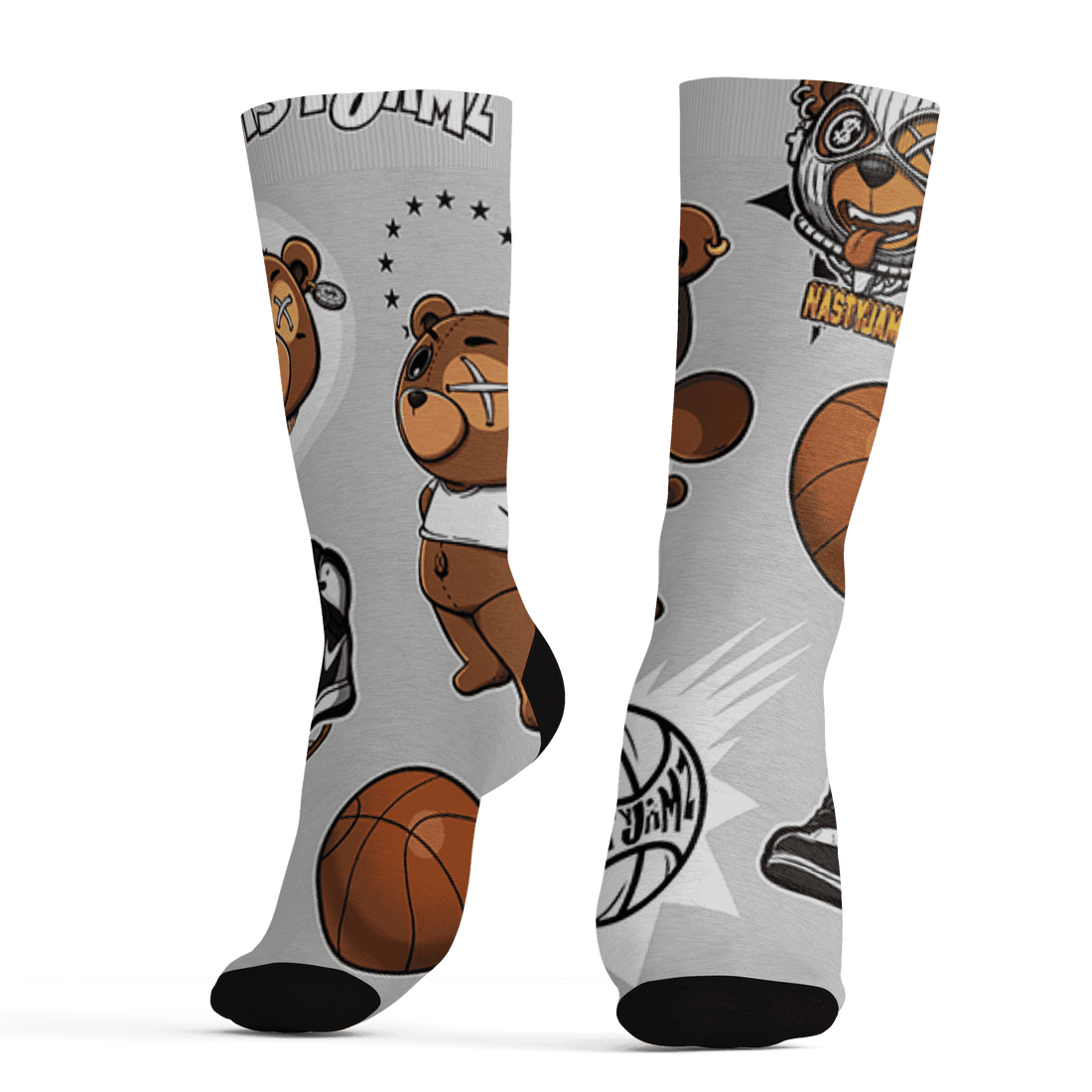 Retro High OG Black White 1s Socks Match BER Icon Wallpapers 3D All-Over Print - NastyJamz