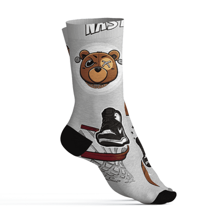 Retro High OG Black White 1s Socks Match BER Icon Wallpapers 3D All-Over Print - NastyJamz