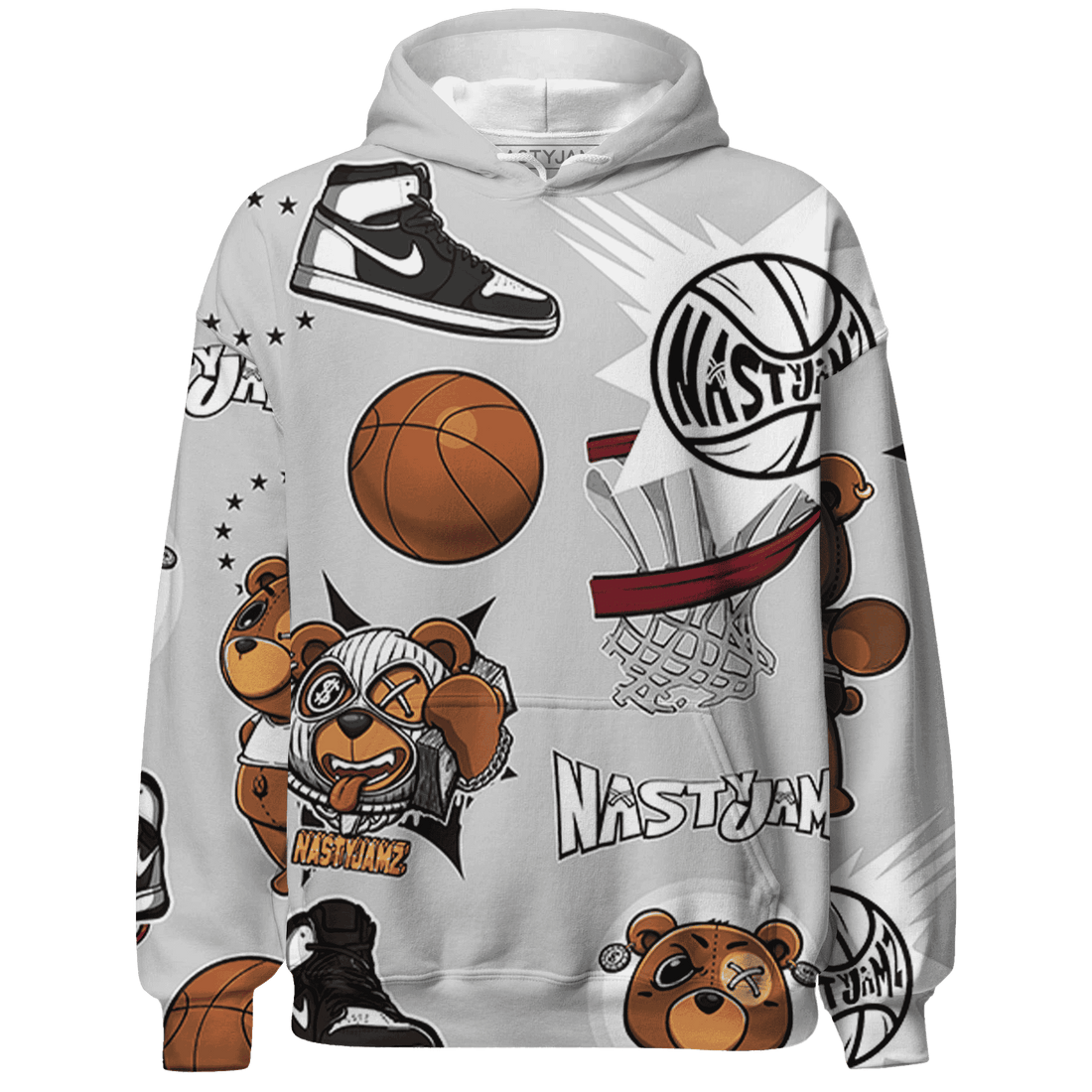 Retro High OG Black White 1s Hoodie Match BER Icon Wallpapers 3D All-Over Print - NastyJamz