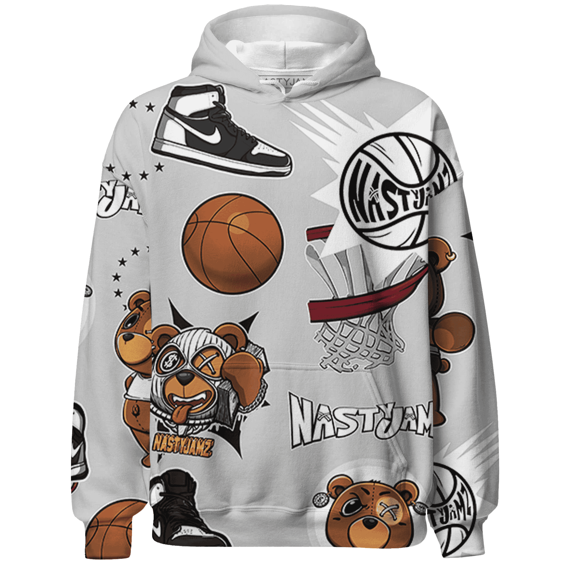 Retro High OG Black White 1s Hoodie Match BER Icon Wallpapers 3D All-Over Print - NastyJamz