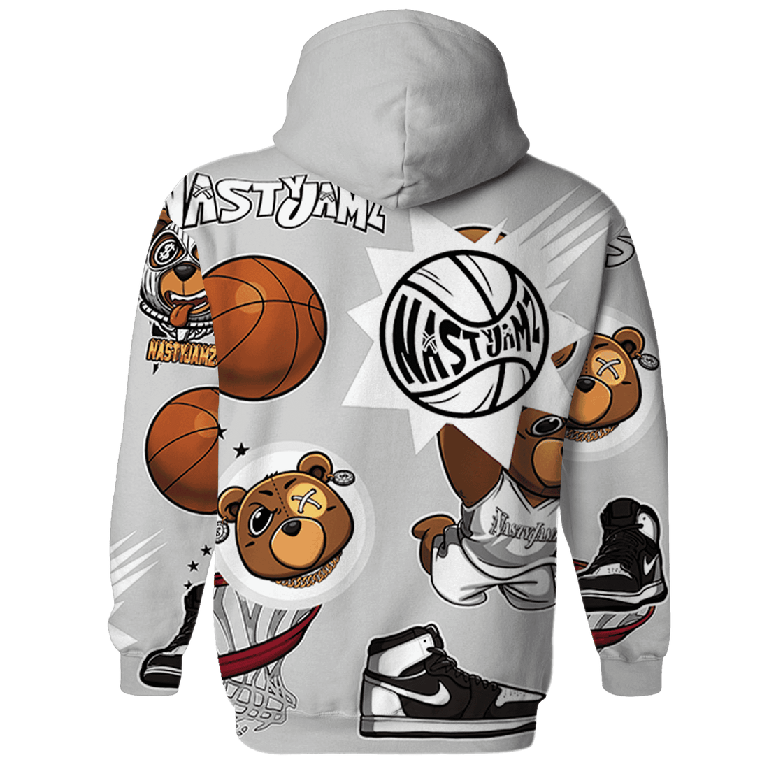 Retro High OG Black White 1s Hoodie Match BER Icon Wallpapers 3D All-Over Print - NastyJamz