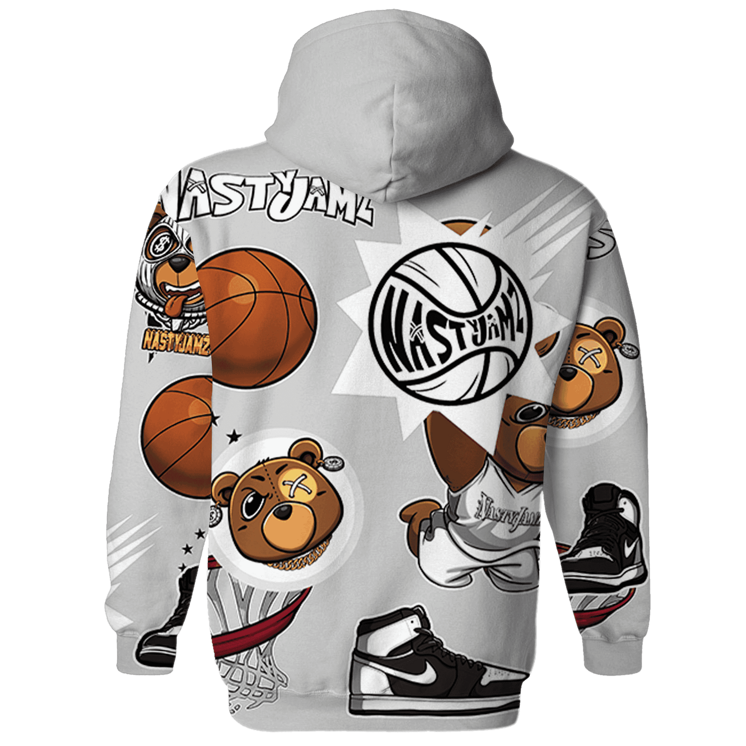 Retro High OG Black White 1s Hoodie Match BER Icon Wallpapers 3D All-Over Print - NastyJamz