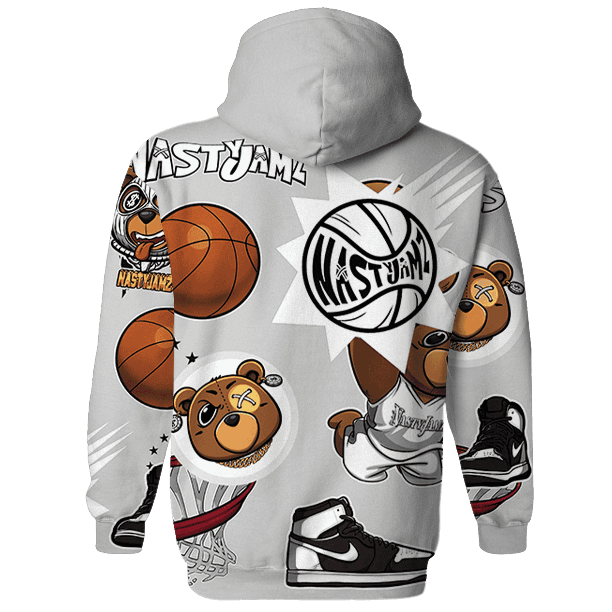 Retro High OG Black White 1s Hoodie Match BER Icon Wallpapers 3D All-Over Print - NastyJamz