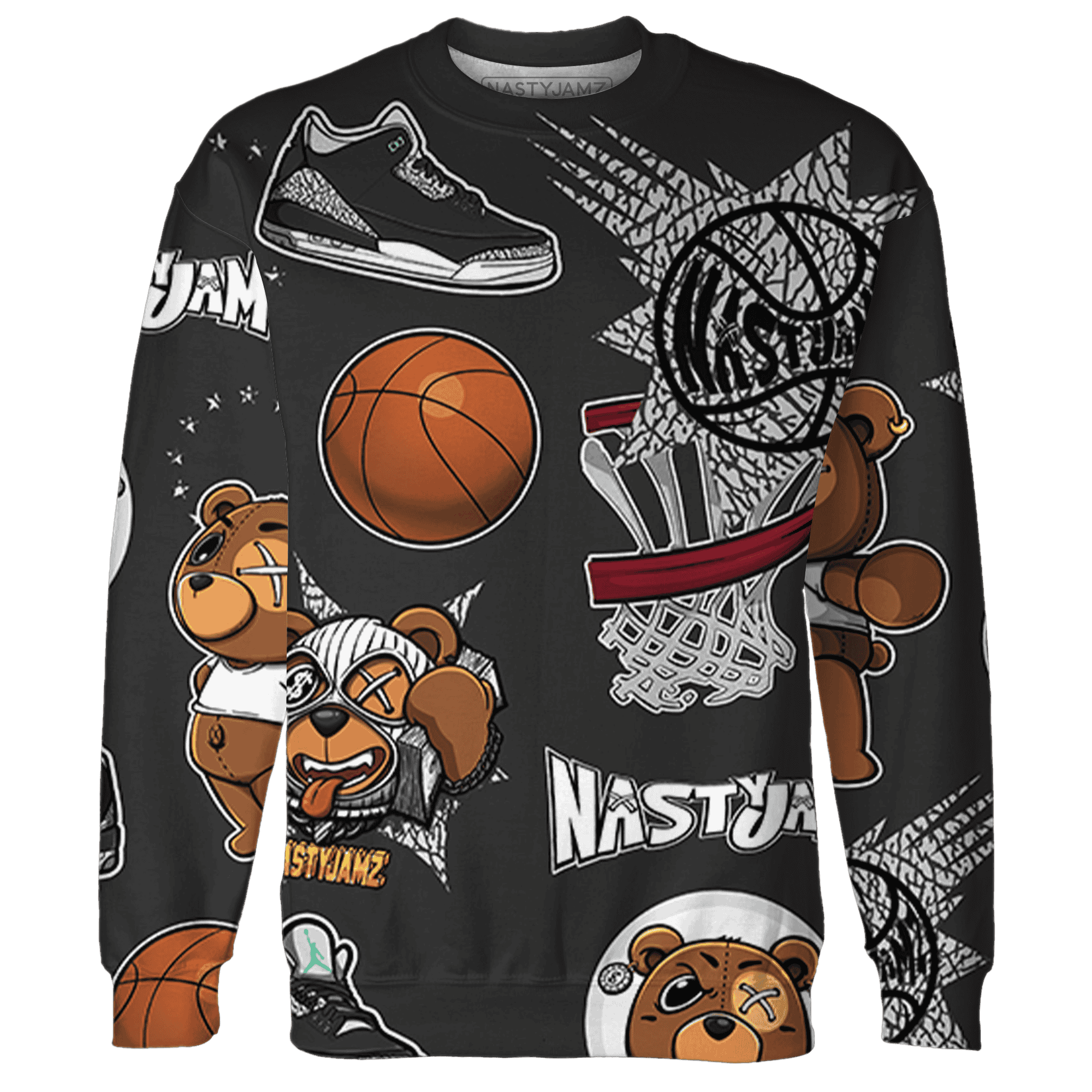 Green Glow 3s Sweatshirt Match BER Icon Wallpapers 3D All-Over Print - NastyJamz