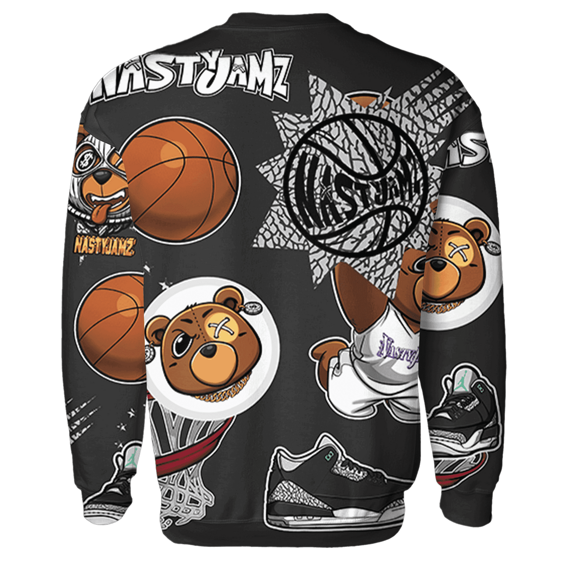 Green Glow 3s Sweatshirt Match BER Icon Wallpapers 3D All-Over Print - NastyJamz