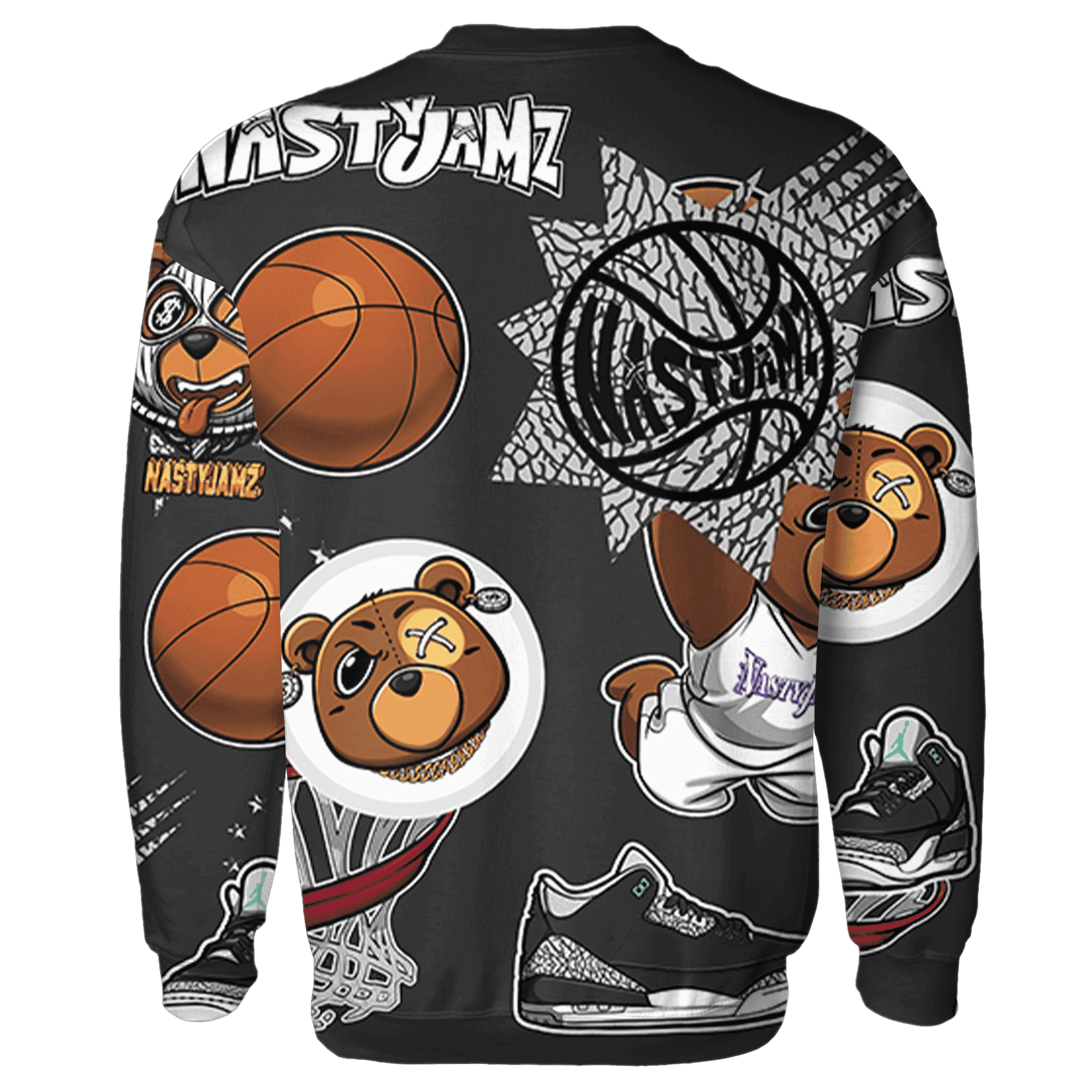 Green Glow 3s Sweatshirt Match BER Icon Wallpapers 3D All-Over Print - NastyJamz