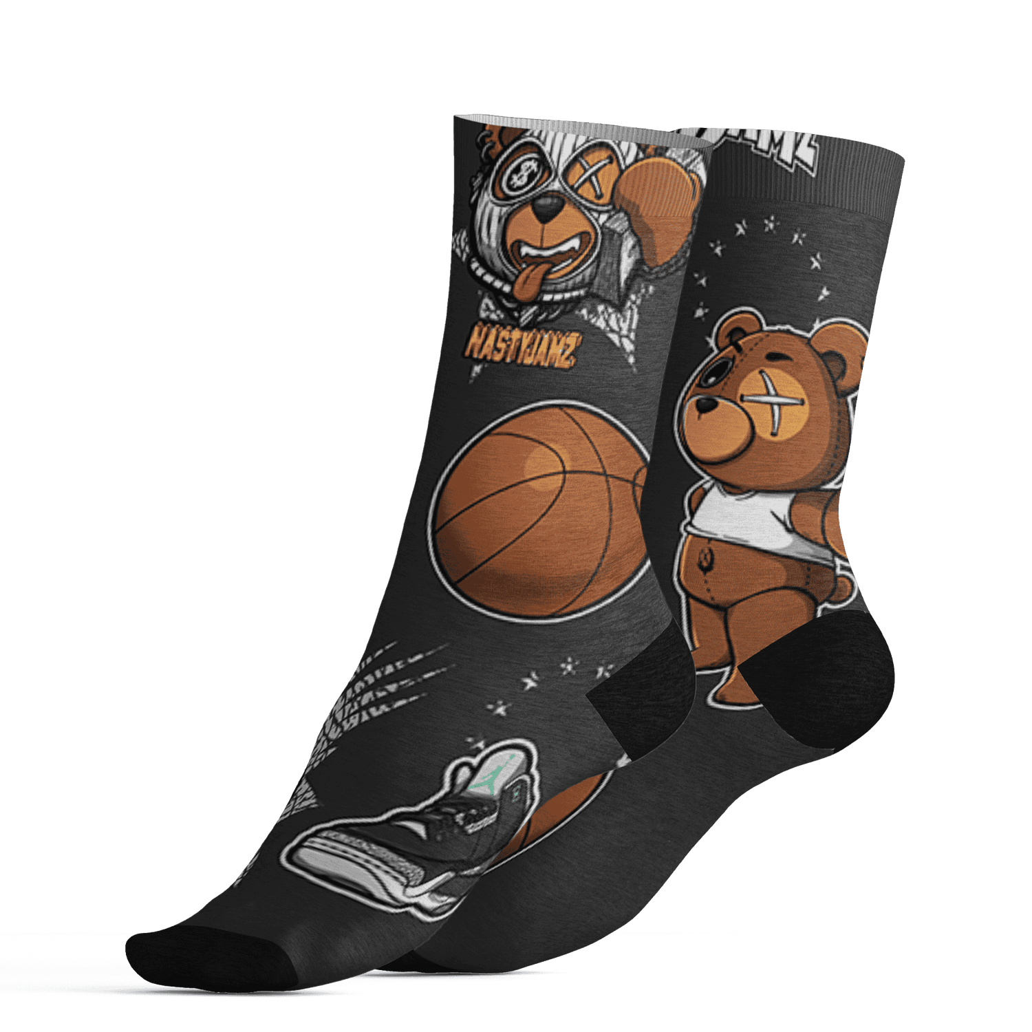 Green Glow 3s Socks Match BER Icon Wallpapers 3D All-Over Print - NastyJamz