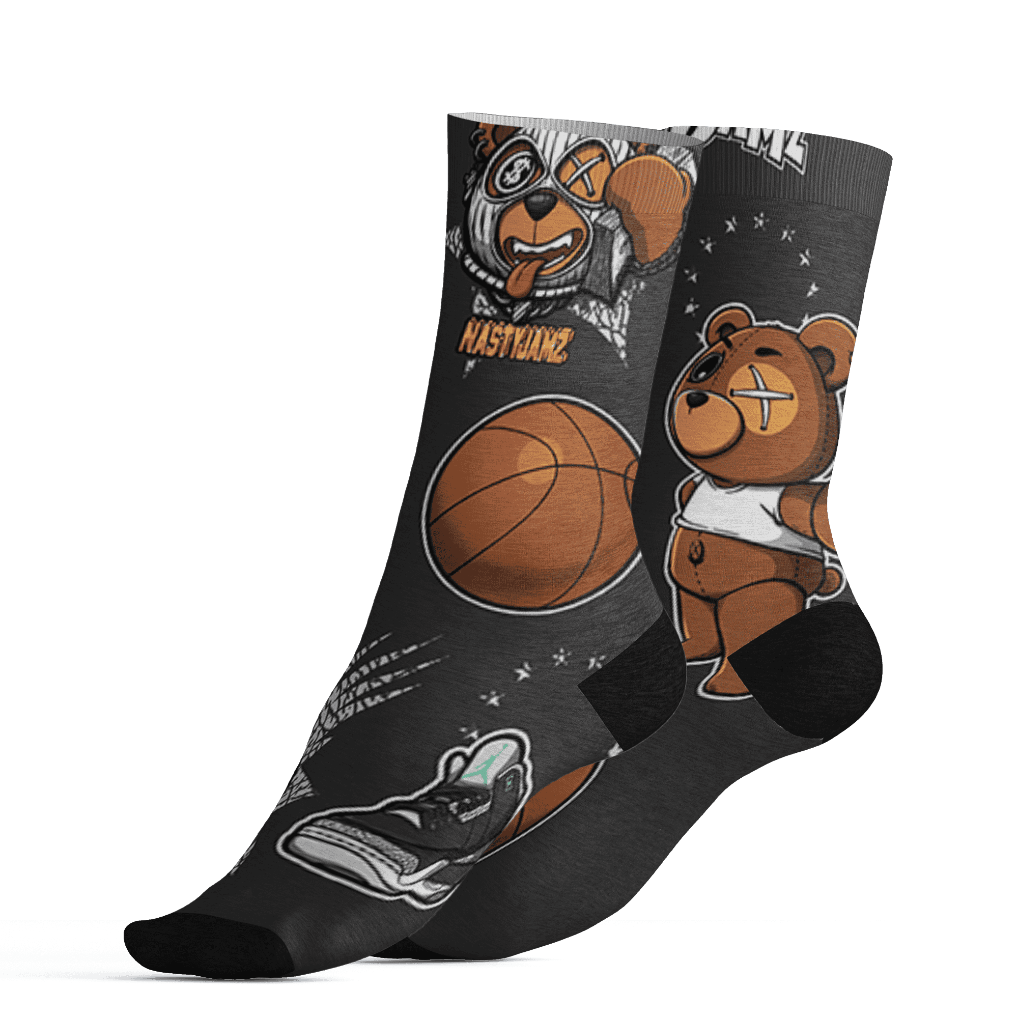 Green Glow 3s Socks Match BER Icon Wallpapers 3D All-Over Print - NastyJamz