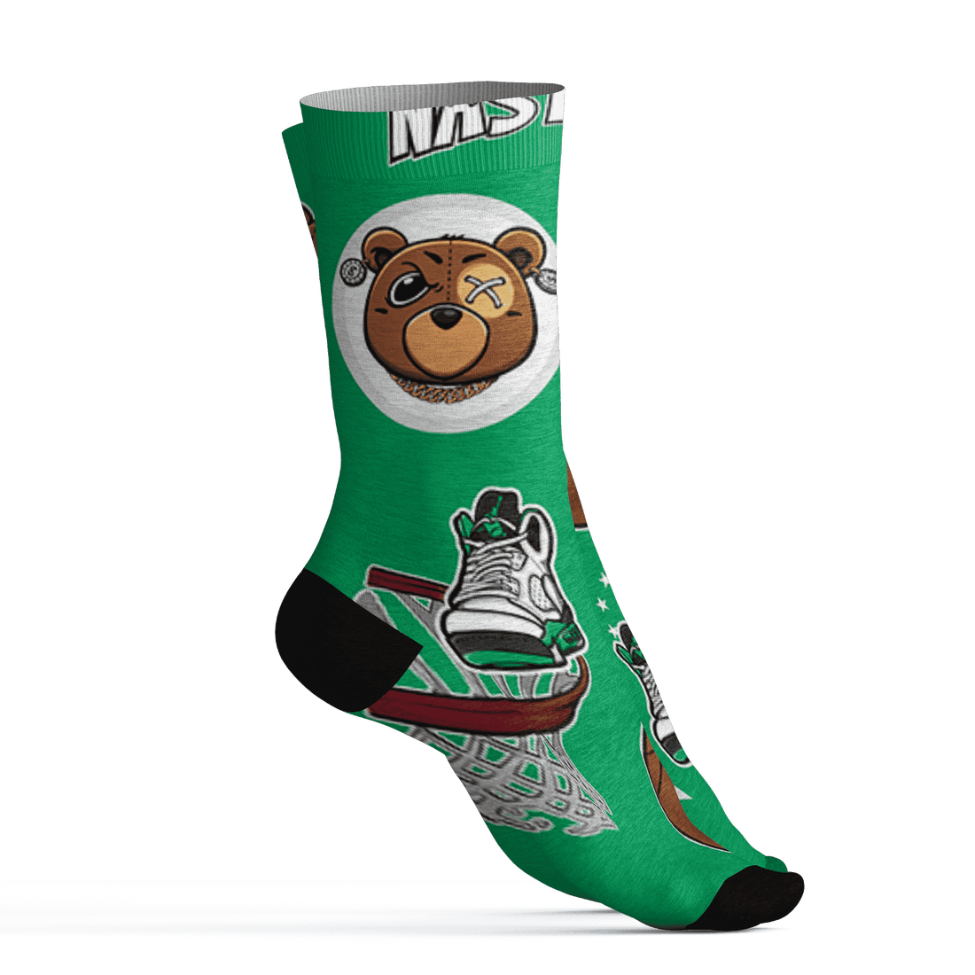 Lucky Green 5s Socks Match BER Icon Wallpapers 3D All-Over Print - NastyJamz
