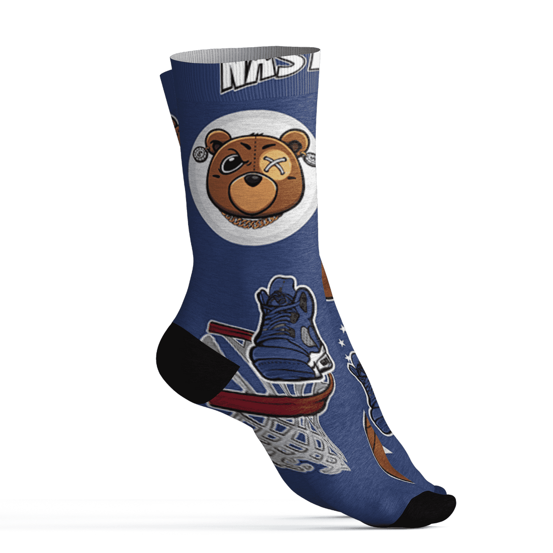 Midnight Navy 5s Socks Match BER Icon Wallpapers 3D All-Over Print - NastyJamz