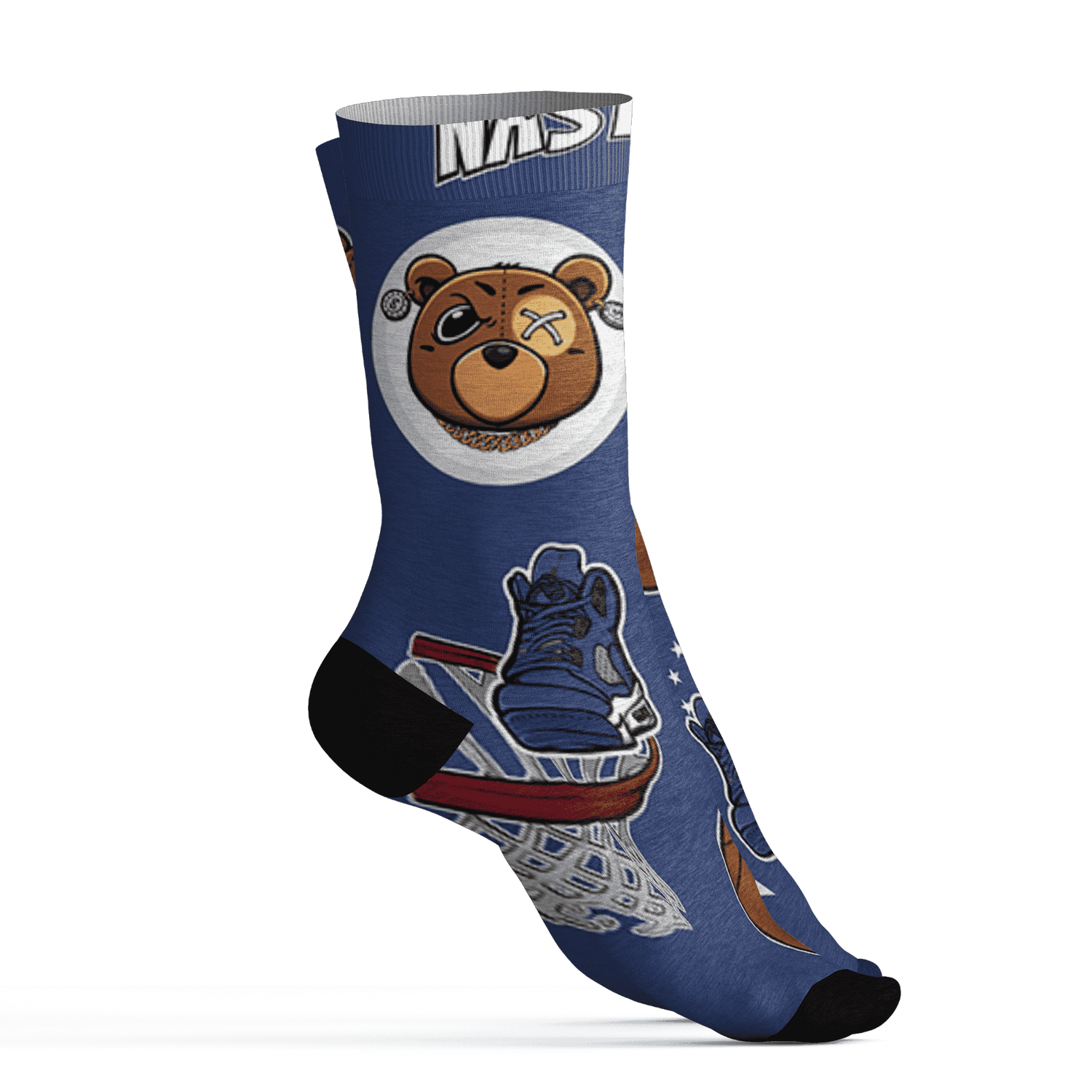 Midnight Navy 5s Socks Match BER Icon Wallpapers 3D All-Over Print - NastyJamz