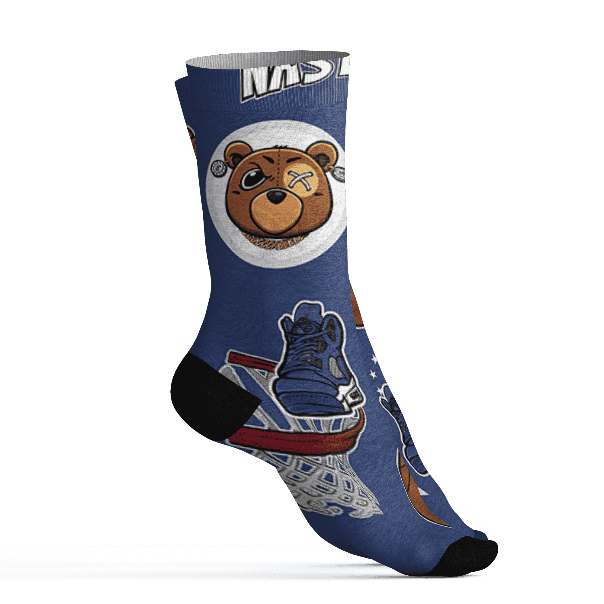 Midnight Navy 5s Socks Match BER Icon Wallpapers 3D All-Over Print - NastyJamz
