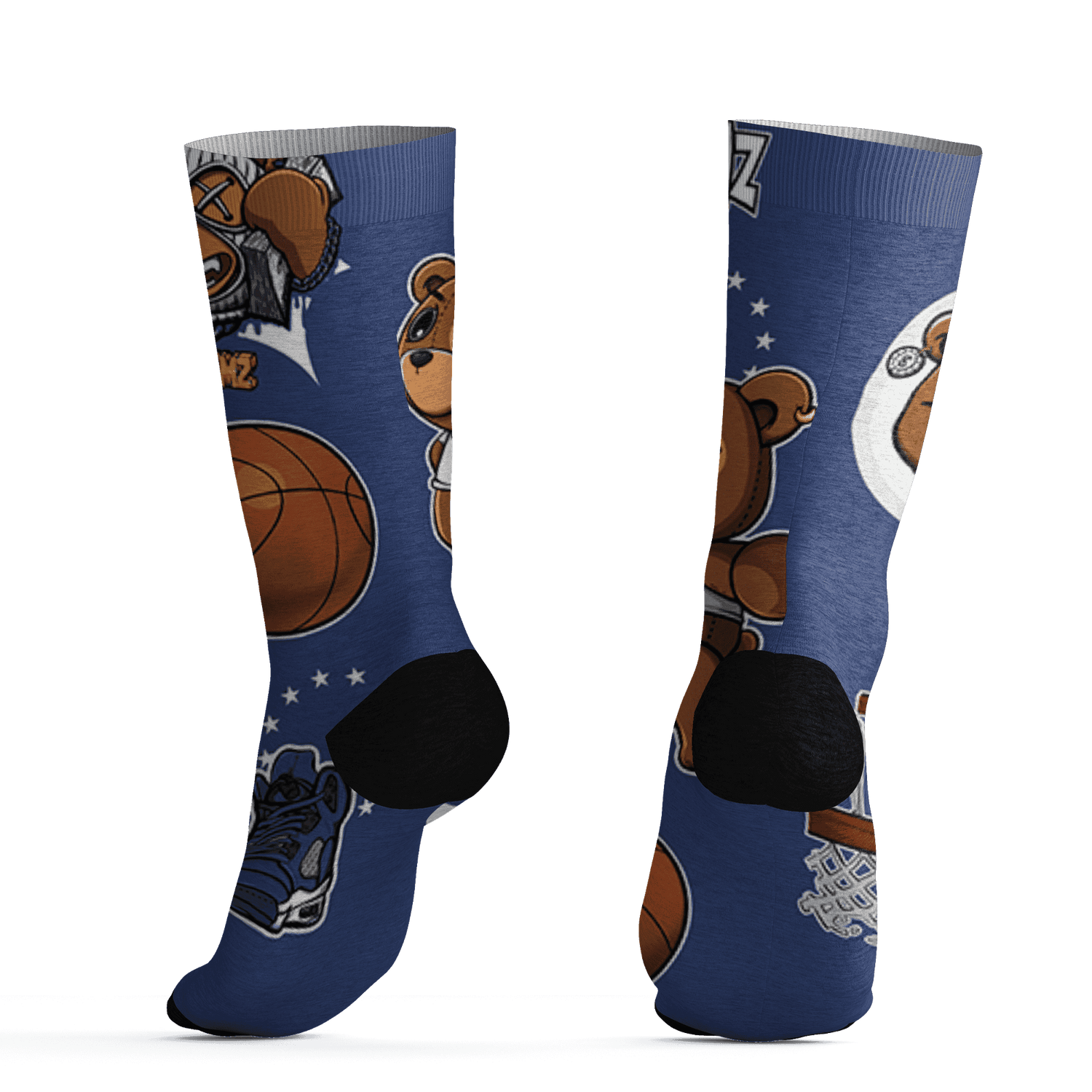 Midnight Navy 5s Socks Match BER Icon Wallpapers 3D All-Over Print - NastyJamz