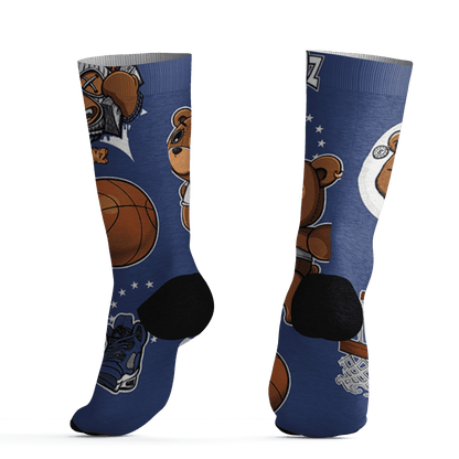Midnight Navy 5s Socks Match BER Icon Wallpapers 3D All-Over Print - NastyJamz