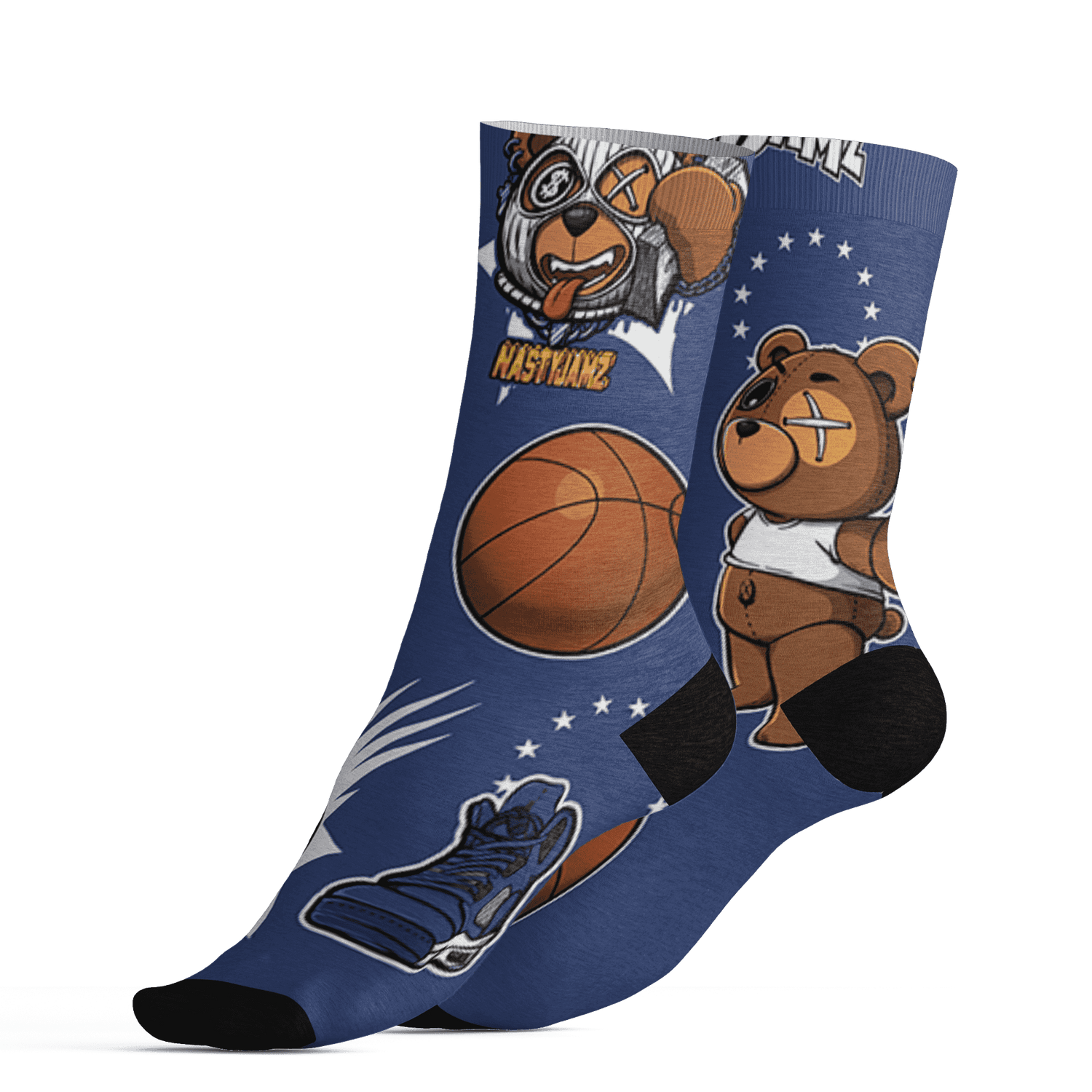 Midnight Navy 5s Socks Match BER Icon Wallpapers 3D All-Over Print - NastyJamz