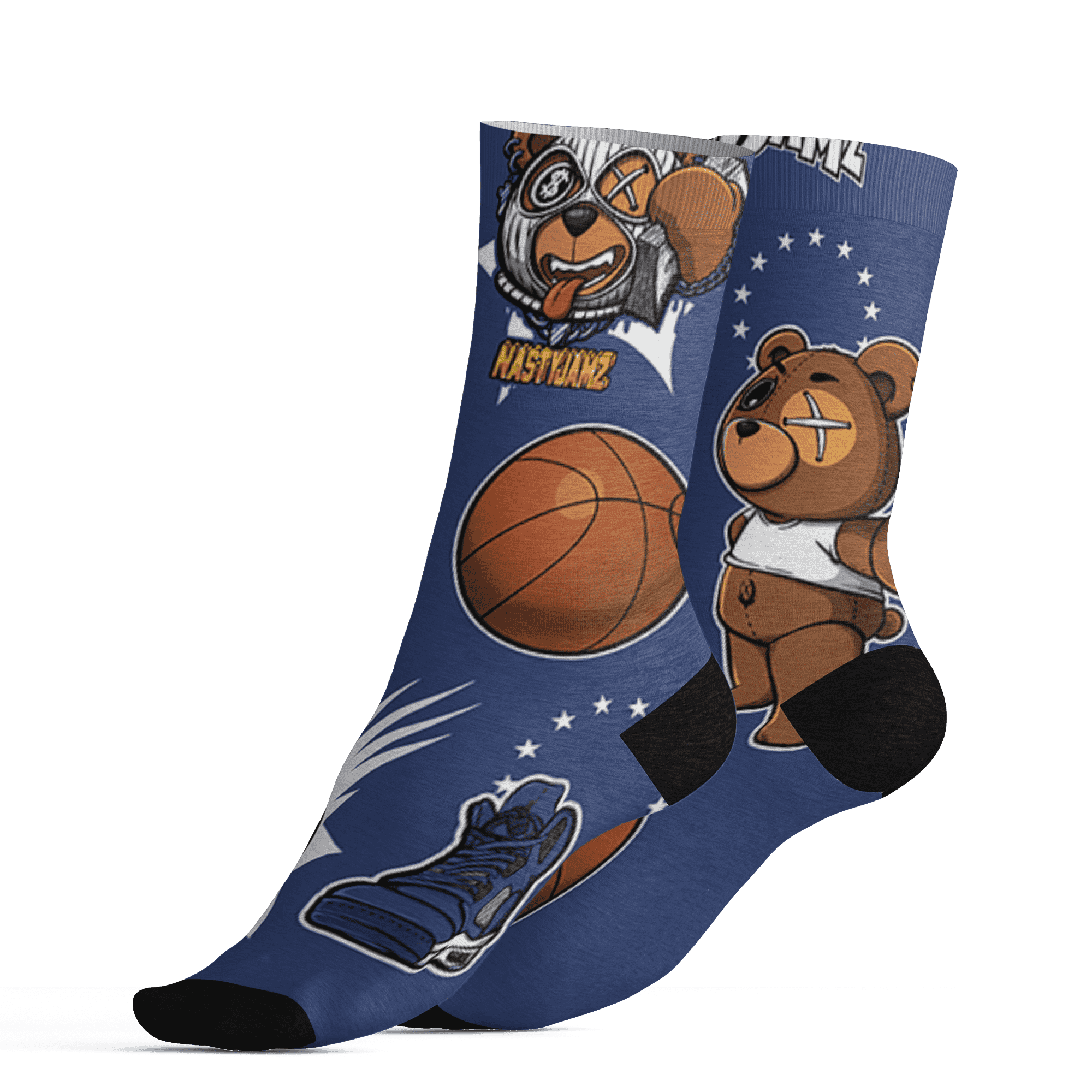 Midnight Navy 5s Socks Match BER Icon Wallpapers 3D All-Over Print - NastyJamz