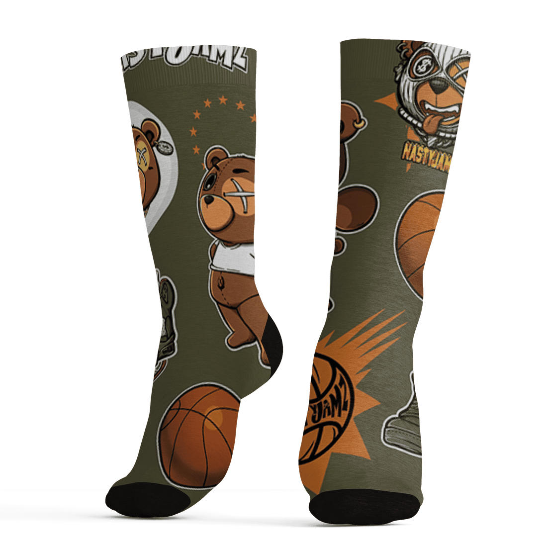 Olive 5s Socks Match BER Icon Wallpapers 3D All-Over Print - NastyJamz