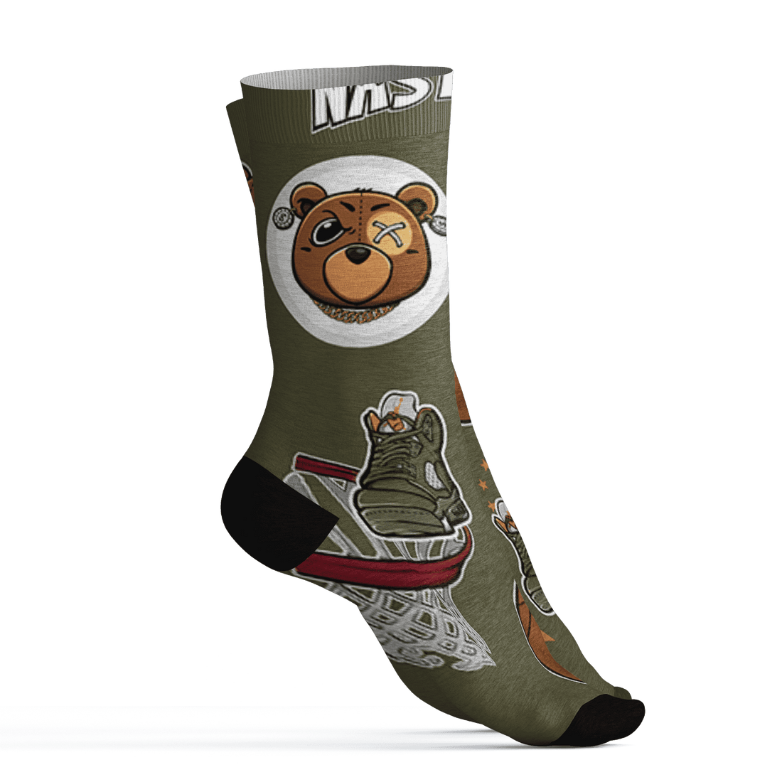 Olive 5s Socks Match BER Icon Wallpapers 3D All-Over Print - NastyJamz