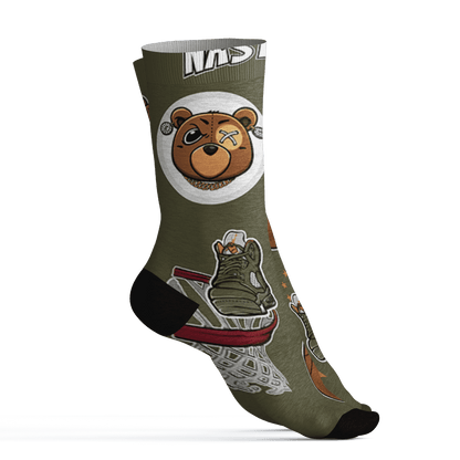 Olive 5s Socks Match BER Icon Wallpapers 3D All-Over Print - NastyJamz