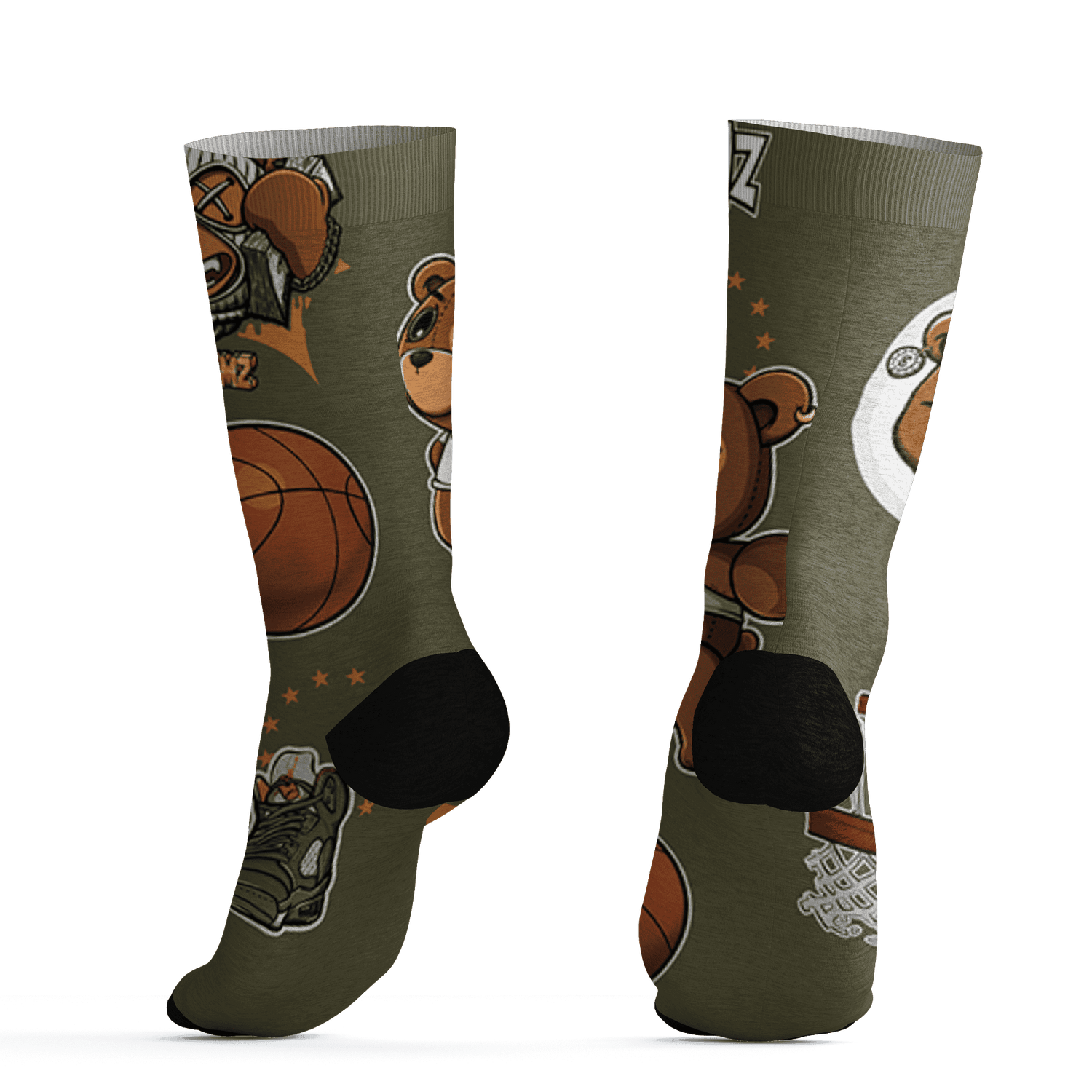 Olive 5s Socks Match BER Icon Wallpapers 3D All-Over Print - NastyJamz
