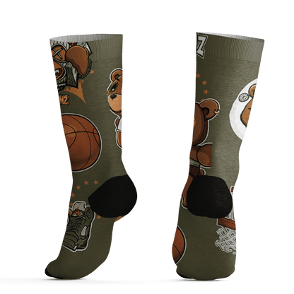 Olive 5s Socks Match BER Icon Wallpapers 3D All-Over Print - NastyJamz