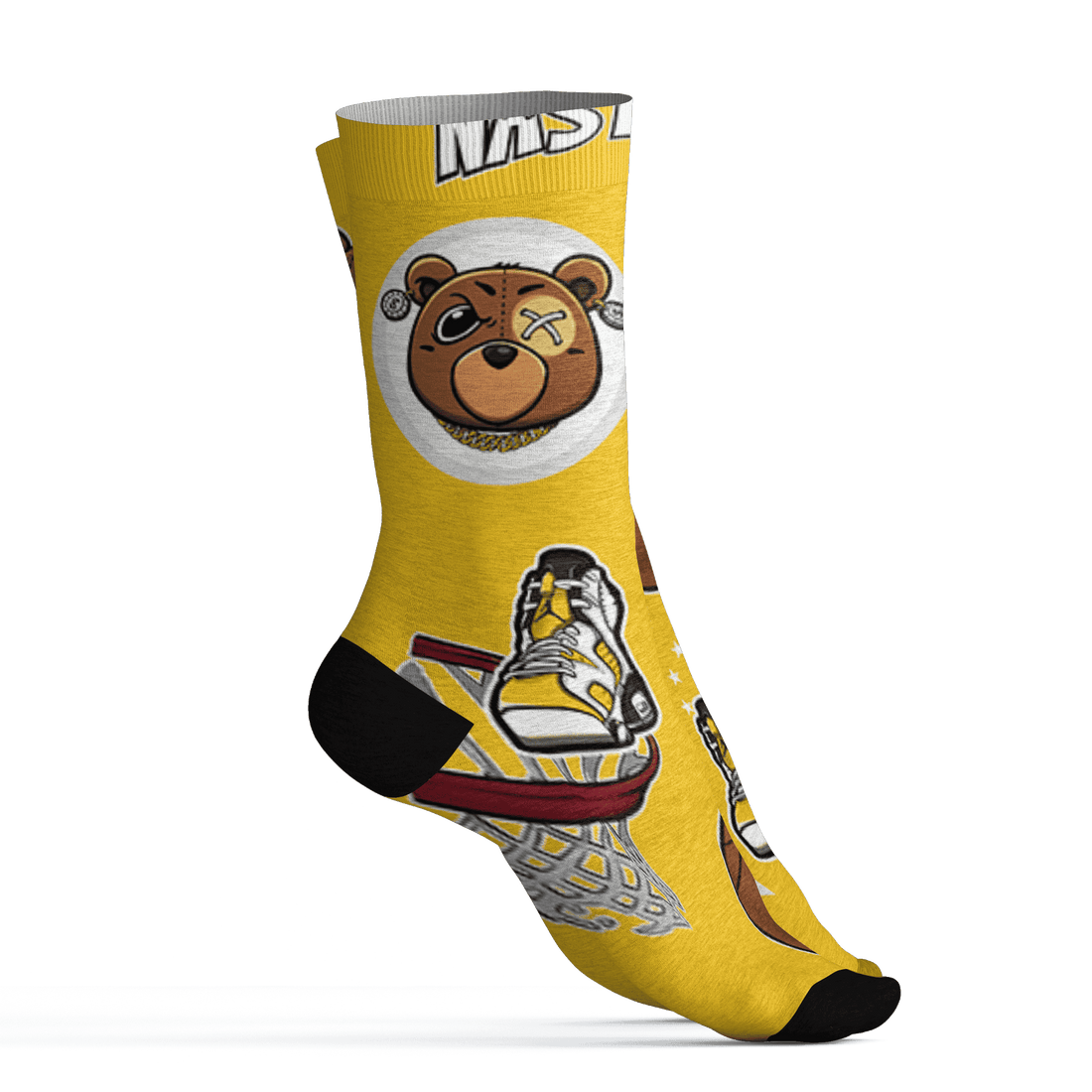 Yellow Ochre 6s Socks Match BER Icon Wallpapers 3D All-Over Print - NastyJamz