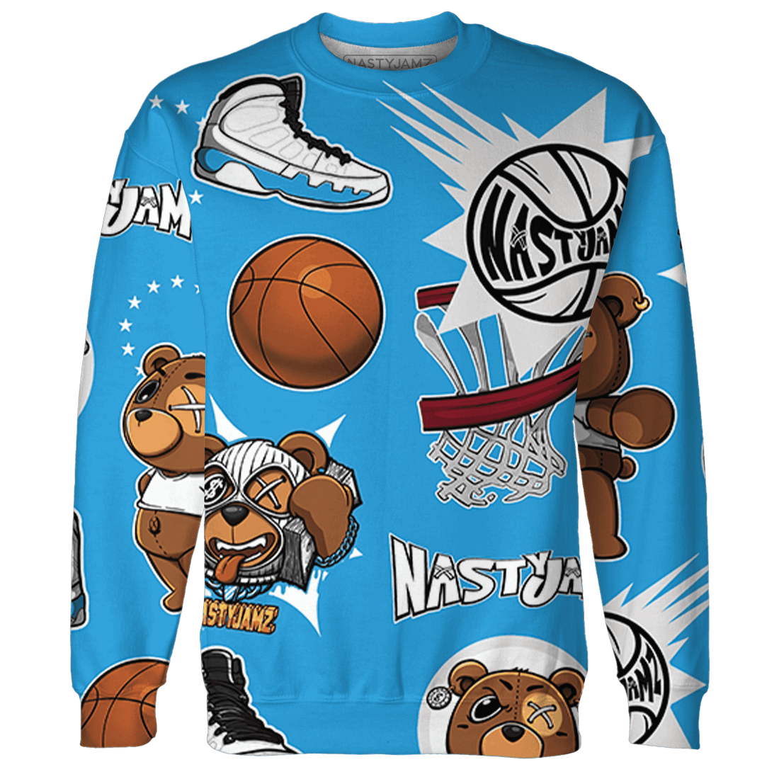 Powder Blue 9s Sweatshirt Match BER Icon Wallpapers 3D All-Over Print - NastyJamz