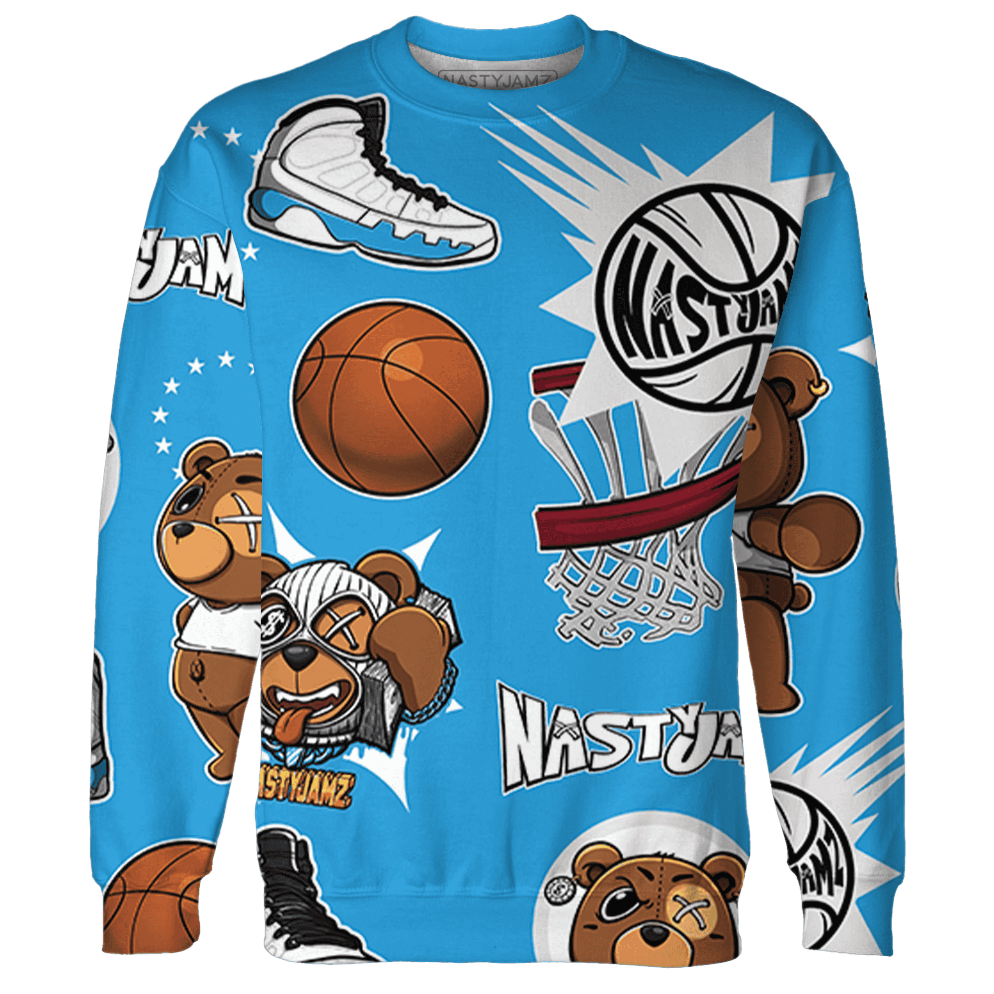 Powder Blue 9s Sweatshirt Match BER Icon Wallpapers 3D All-Over Print - NastyJamz