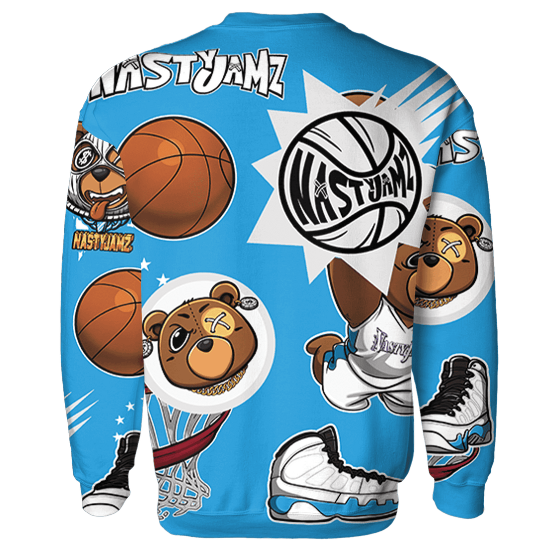 Powder Blue 9s Sweatshirt Match BER Icon Wallpapers 3D All-Over Print - NastyJamz