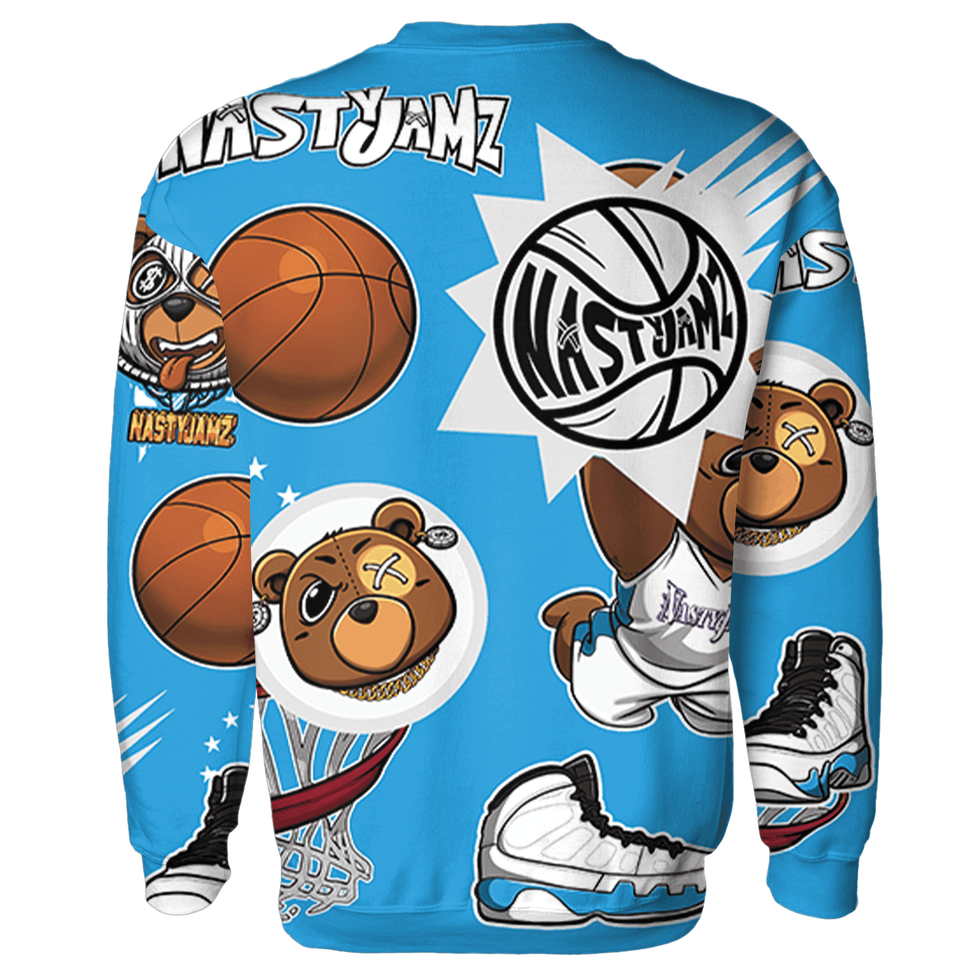 Powder Blue 9s Sweatshirt Match BER Icon Wallpapers 3D All-Over Print - NastyJamz